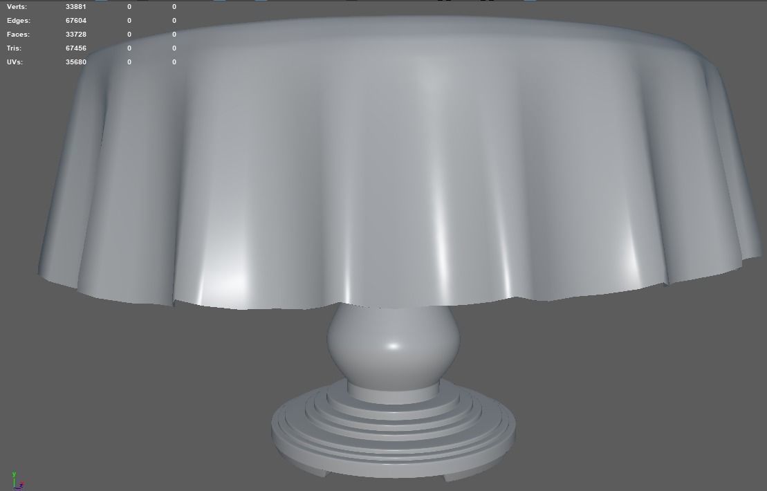Dining Table for two with tablecloth 3D model_6