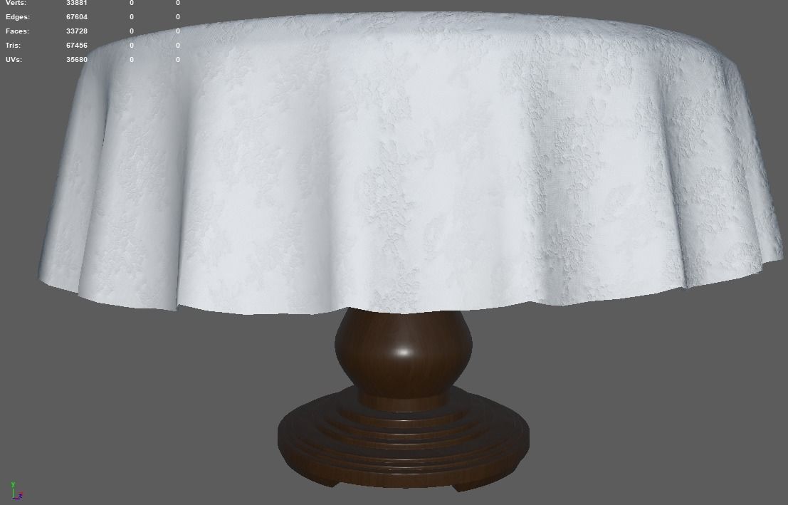 Dining Table for two with tablecloth 3D model_4