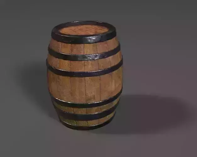Low-poly Wooden Barrel