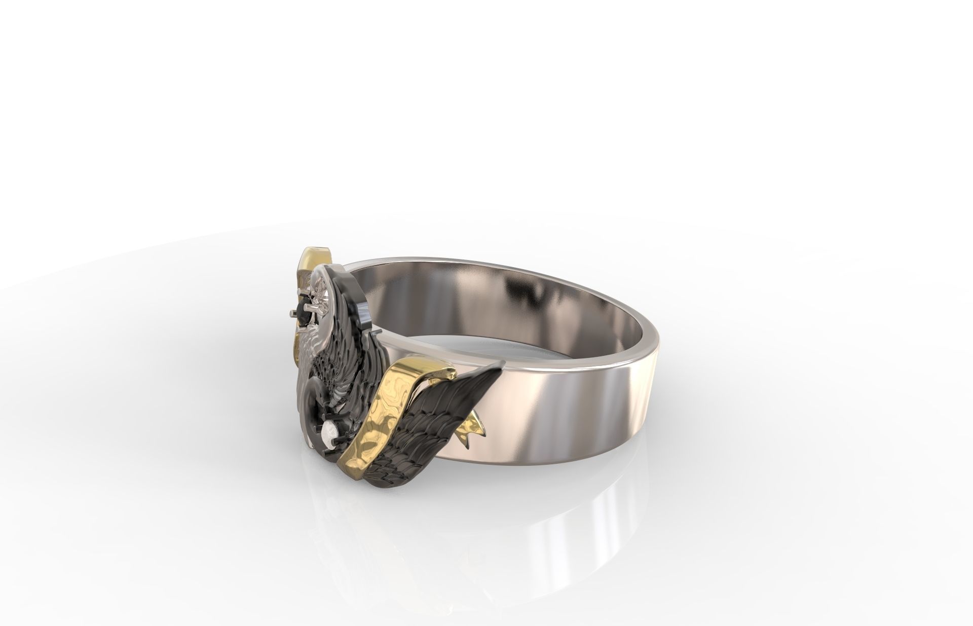 Ring Yin Yang Swans 3D print model_1