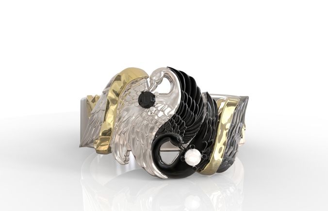 Ring Yin Yang Swans 3D print model
