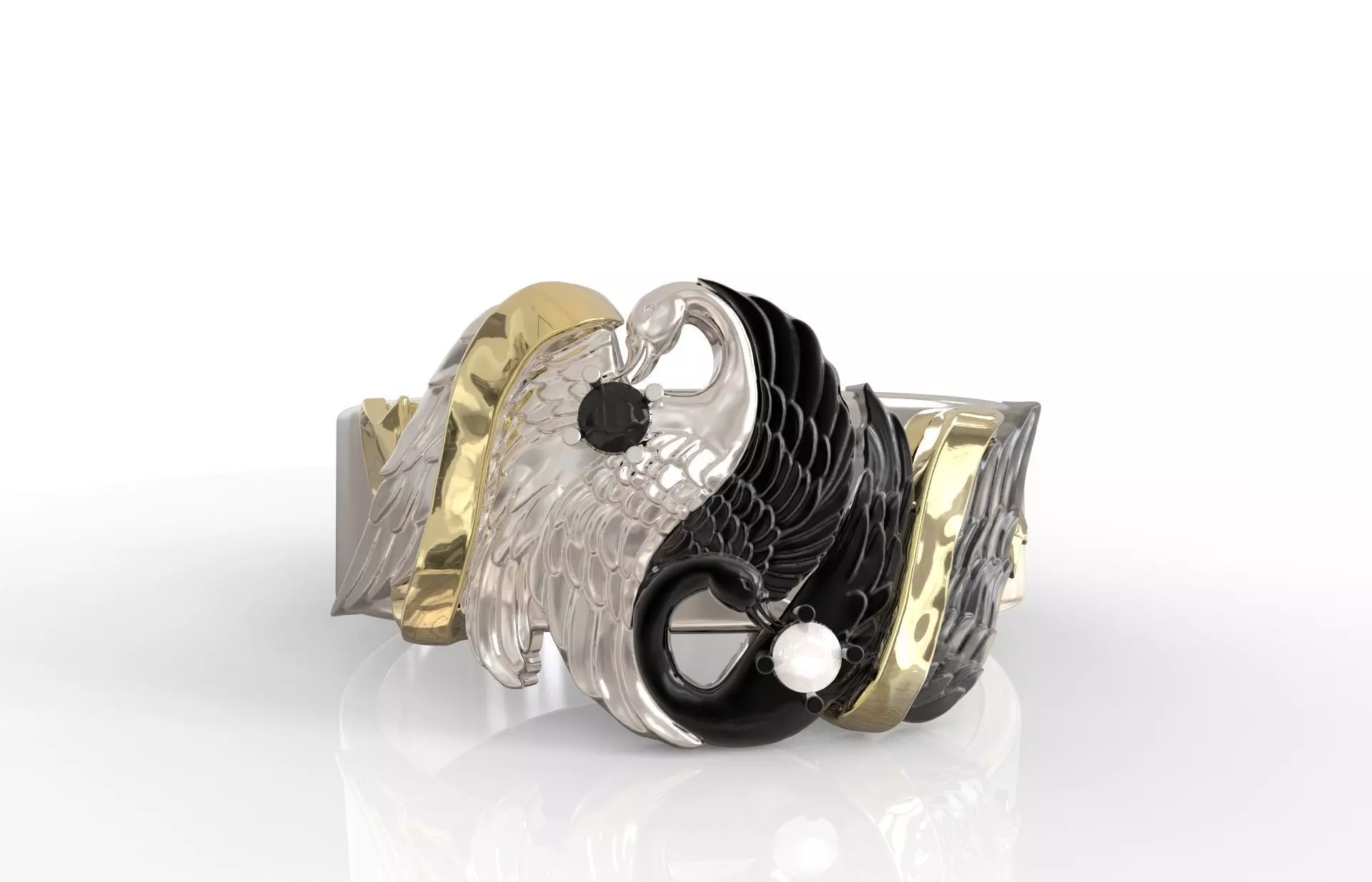 Ring Yin Yang Swans 3D print model_0