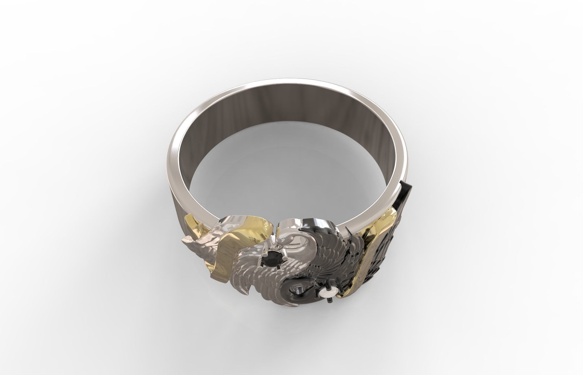 Ring Yin Yang Swans 3D print model_4