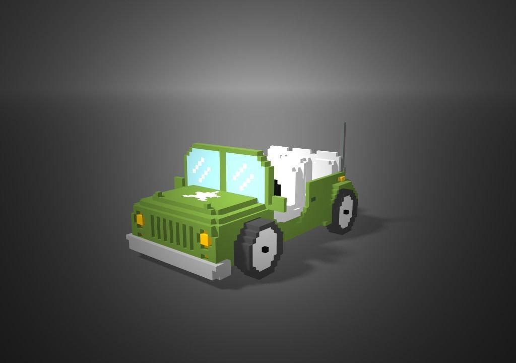 Pack 14 vehicles Voxel  Low-poly 3D model_11