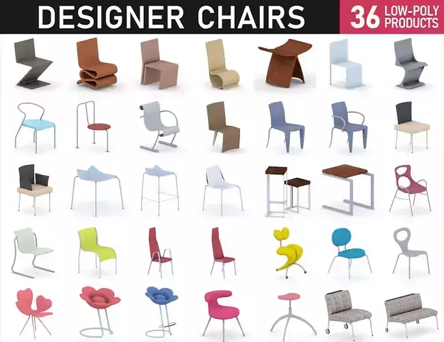 Chairs Collection Vol 6 Low-poly 3D model