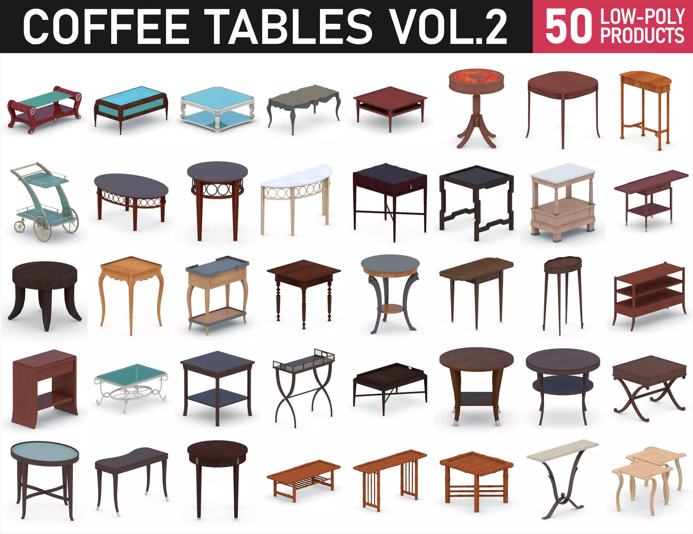 3D model Coffee Table - Vol 2 VR / AR / low-poly | CGTrader