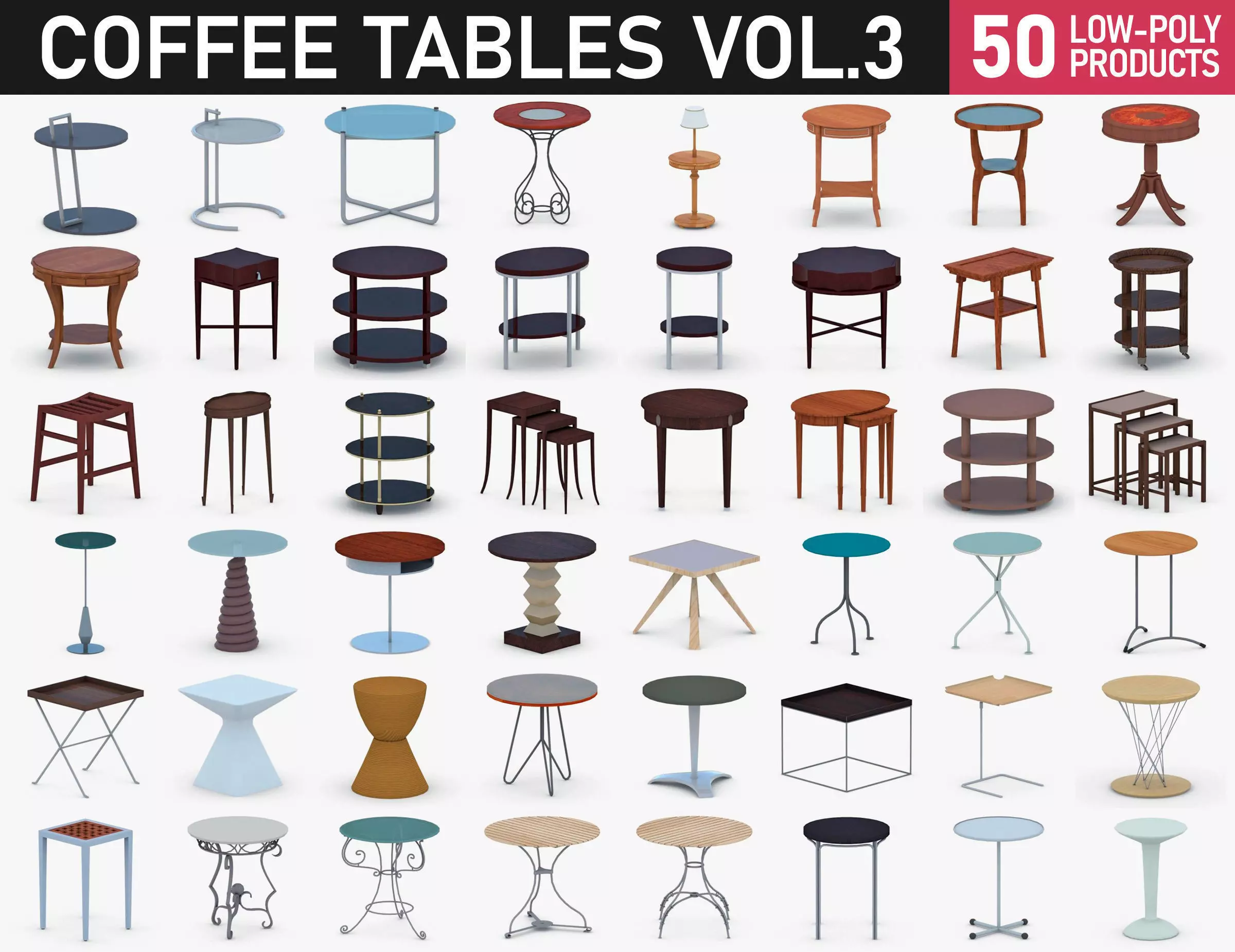 3D model Coffee Table - Vol 3 VR / AR / low-poly | CGTrader