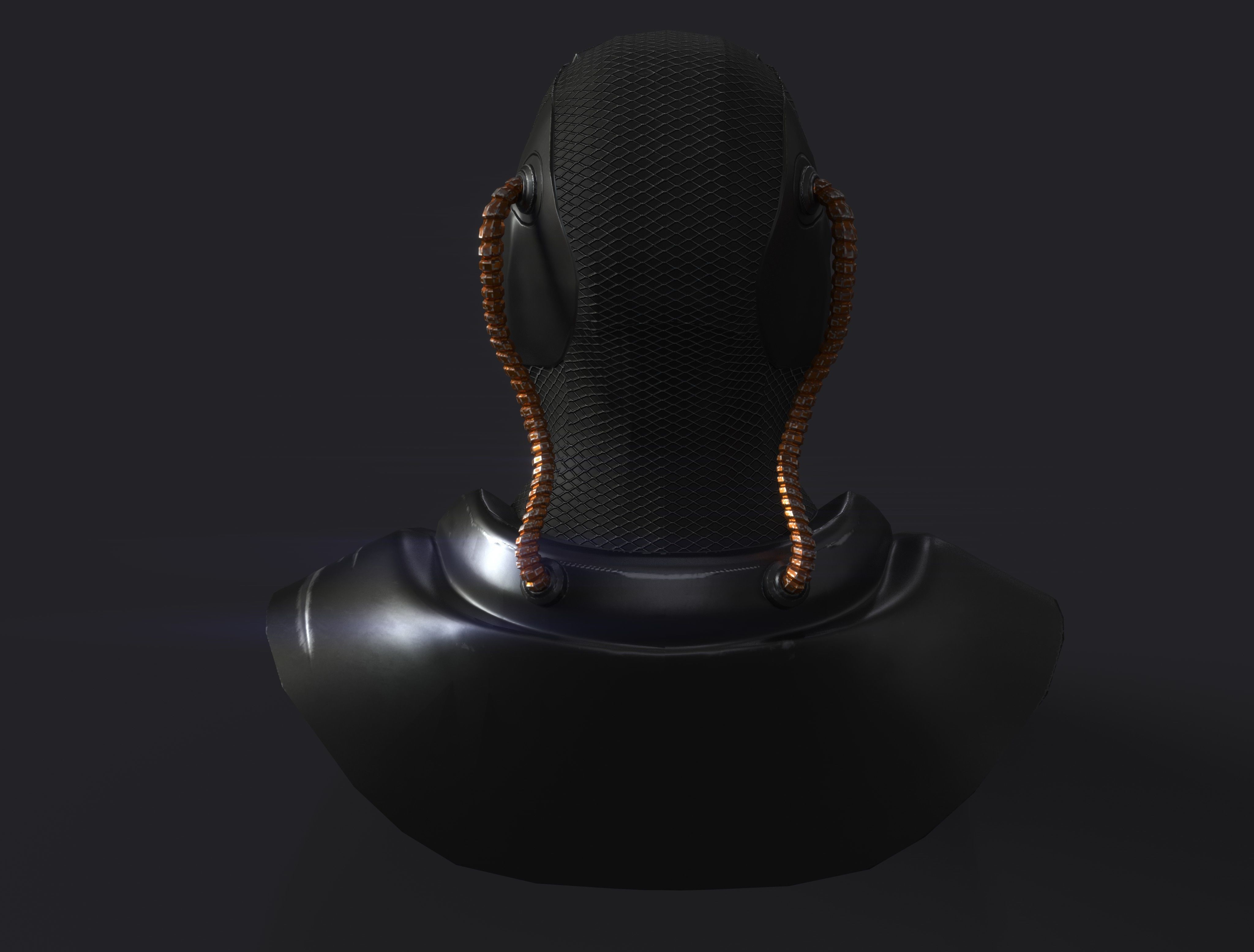 Armor futuristic robot head Low-poly 3D model_3