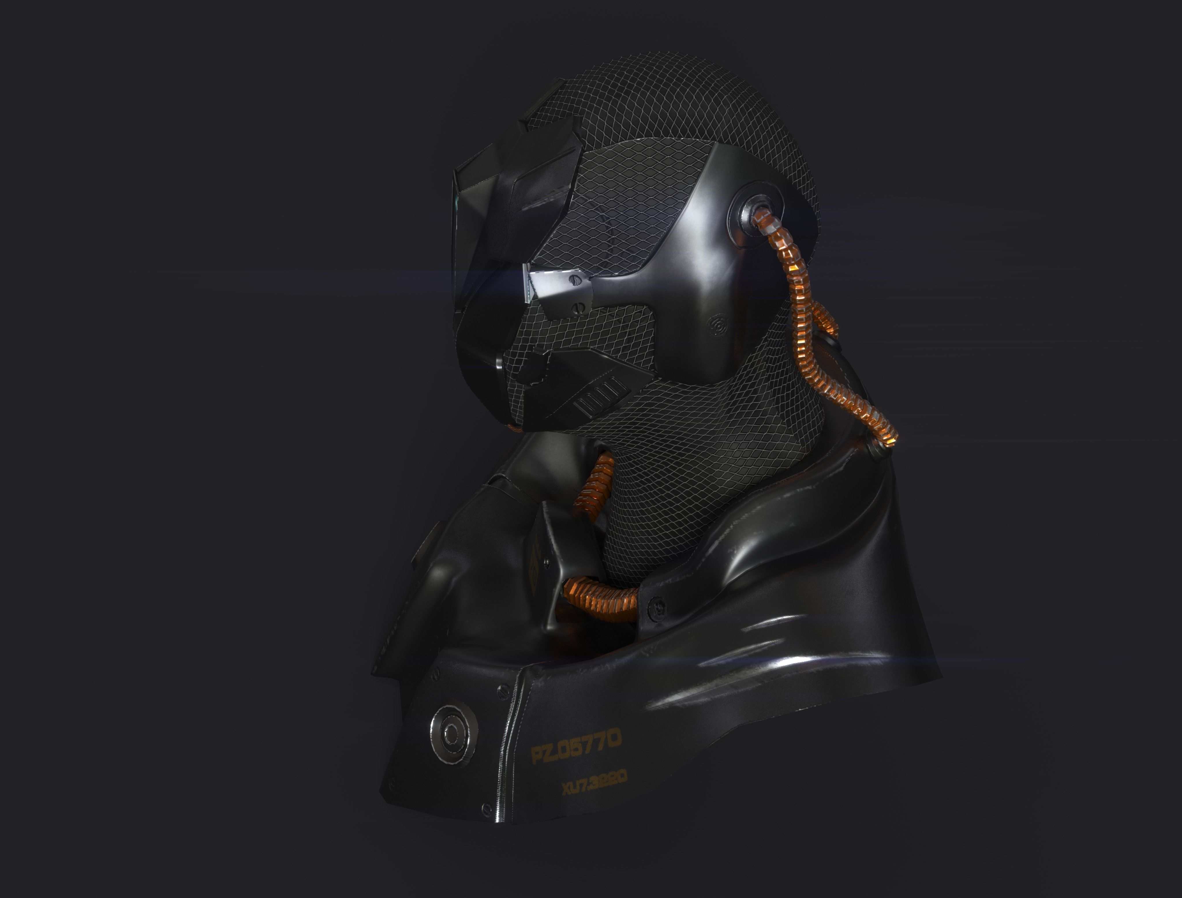 Armor futuristic robot head Low-poly 3D model_4