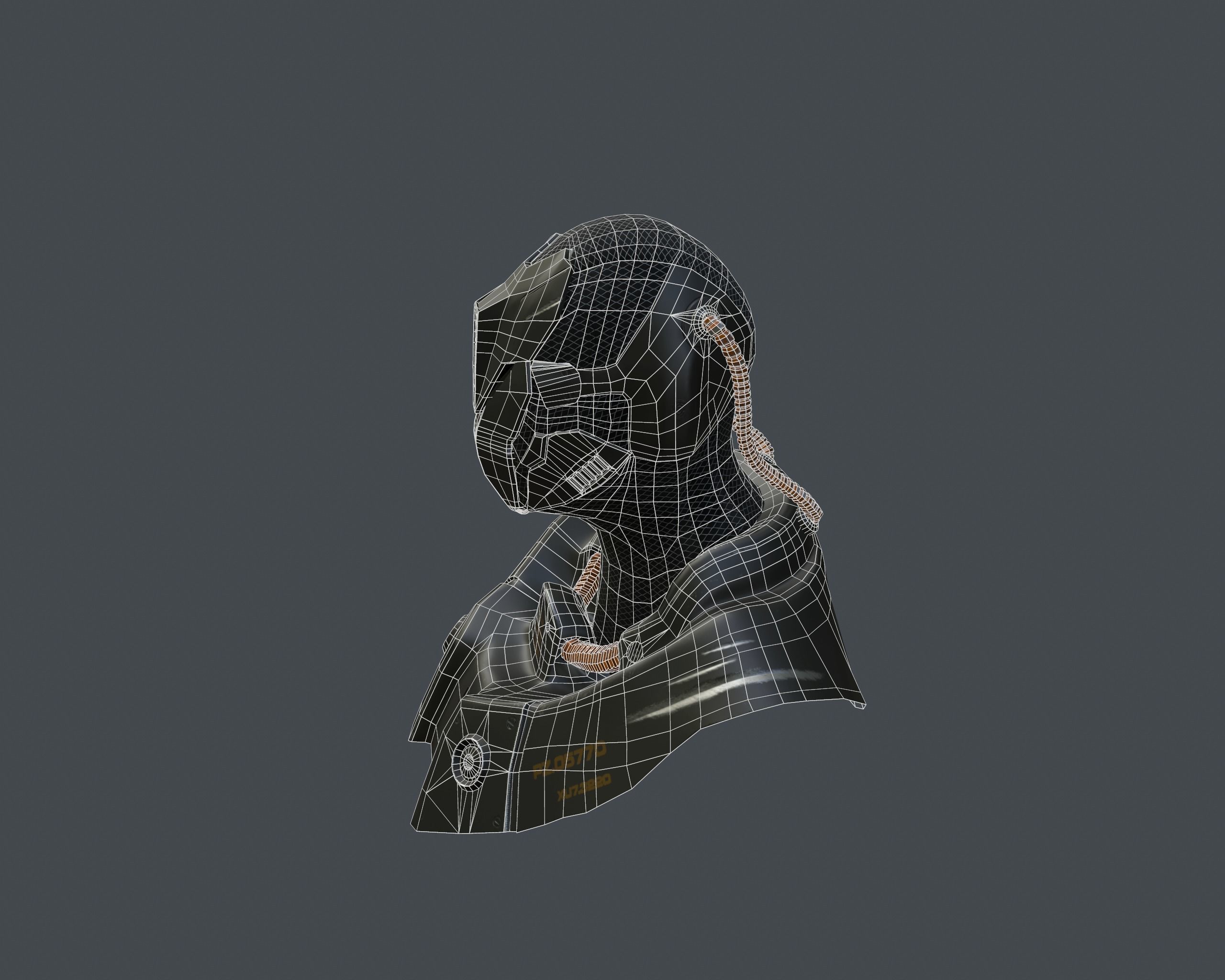 Armor futuristic robot head Low-poly 3D model_6