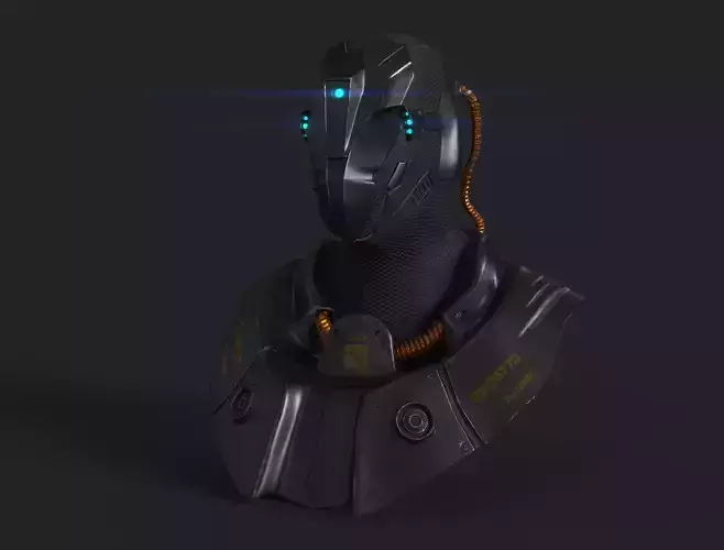 Armor futuristic robot head