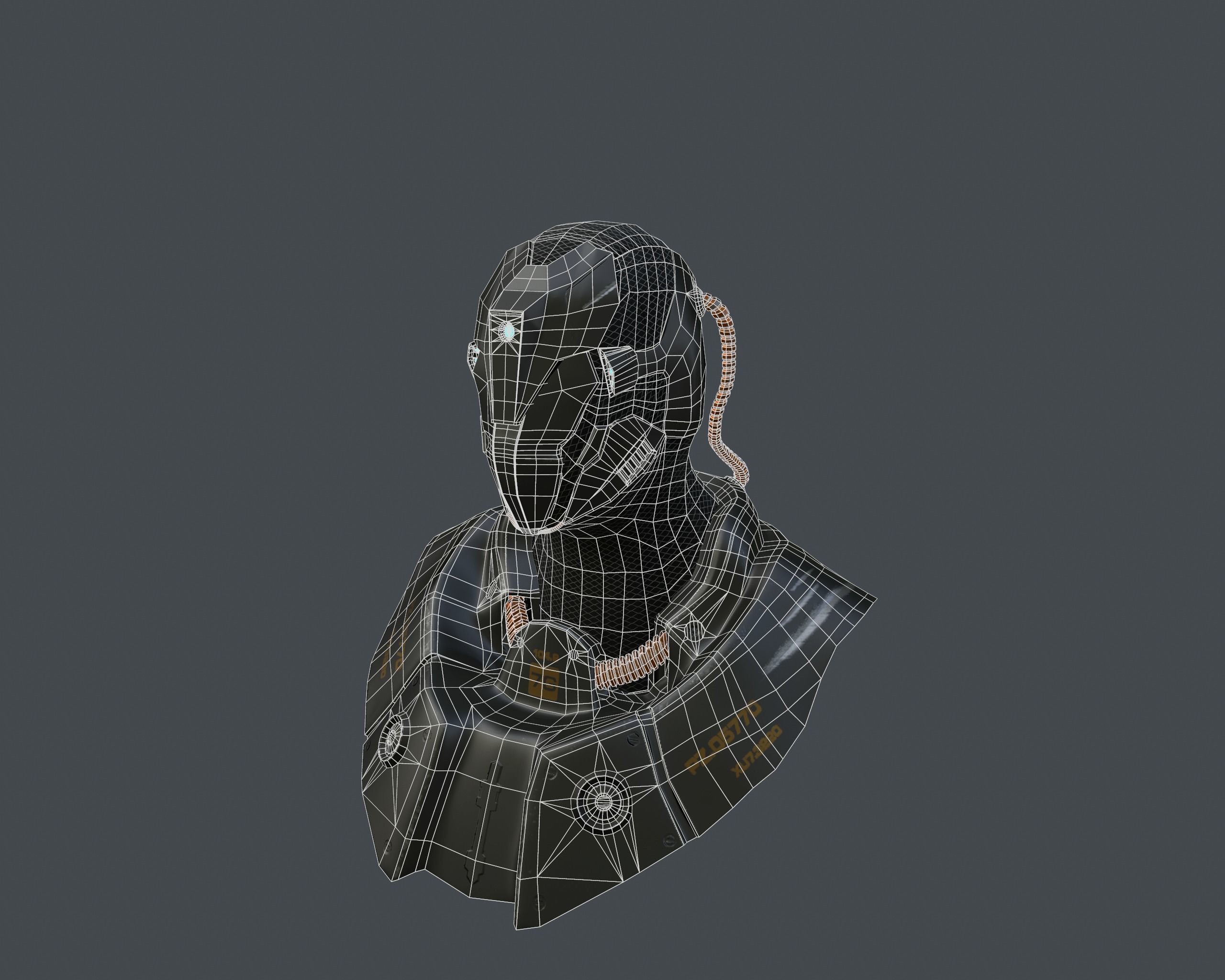 Armor futuristic robot head Low-poly 3D model_5