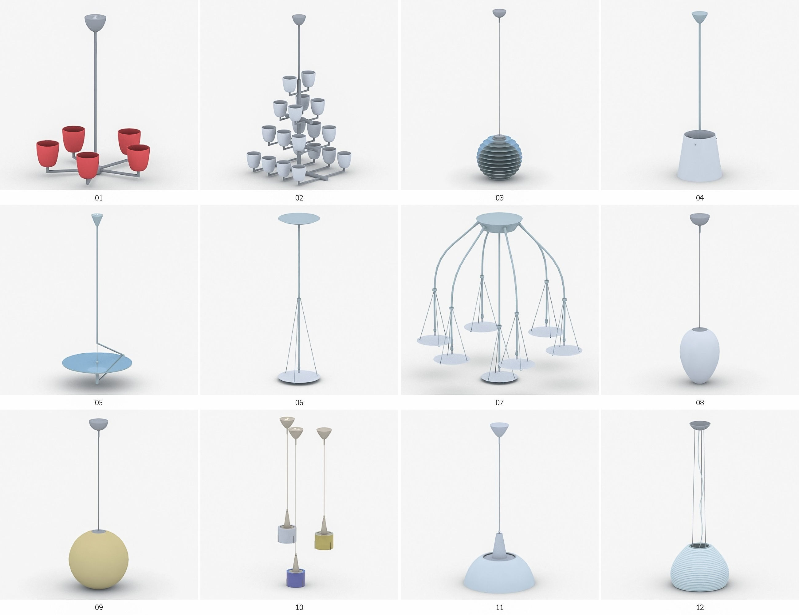 Interior Light Vol 2 - Hanging Lamp Low-poly 3D model_1