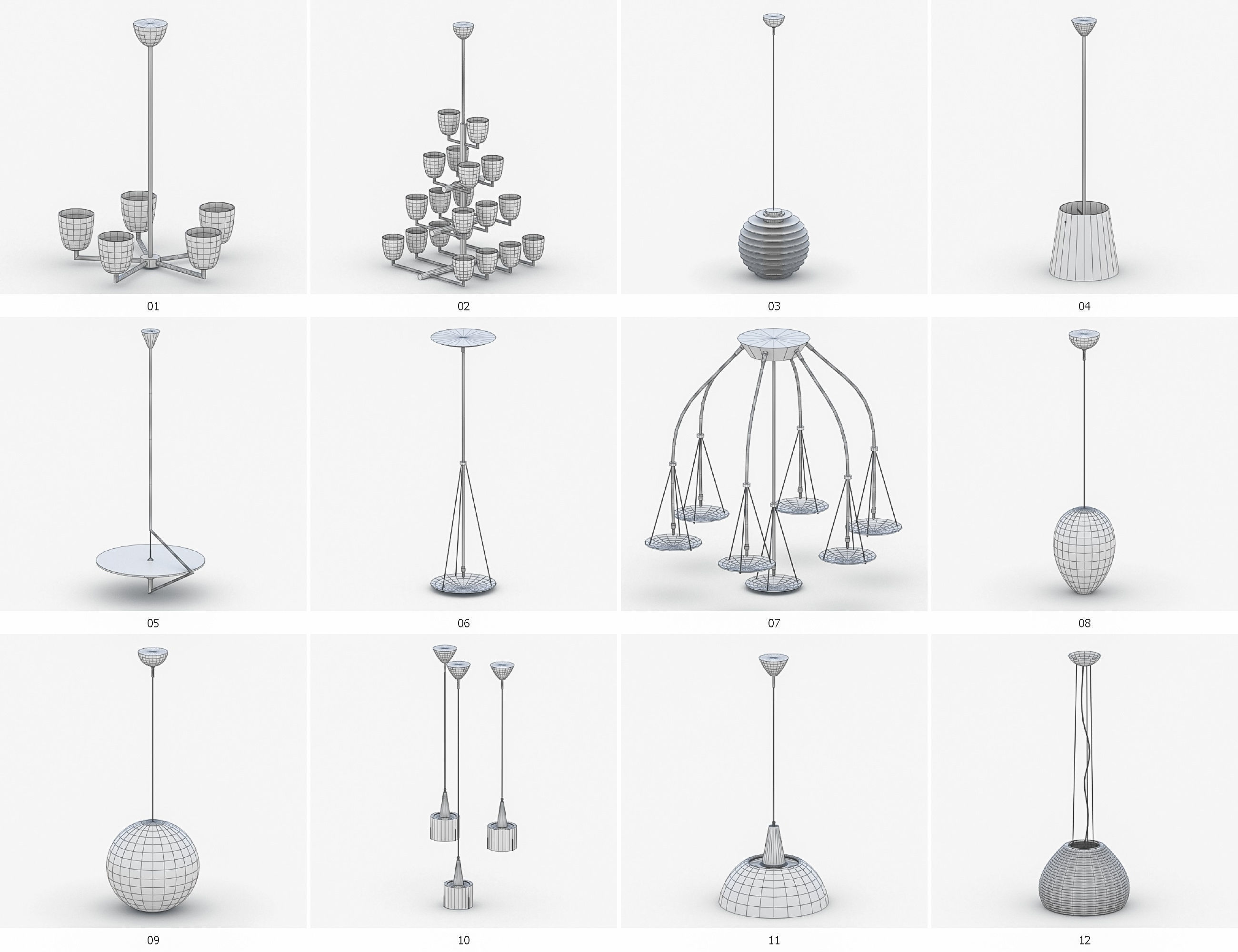 Interior Light Vol 2 - Hanging Lamp Low-poly 3D model_2