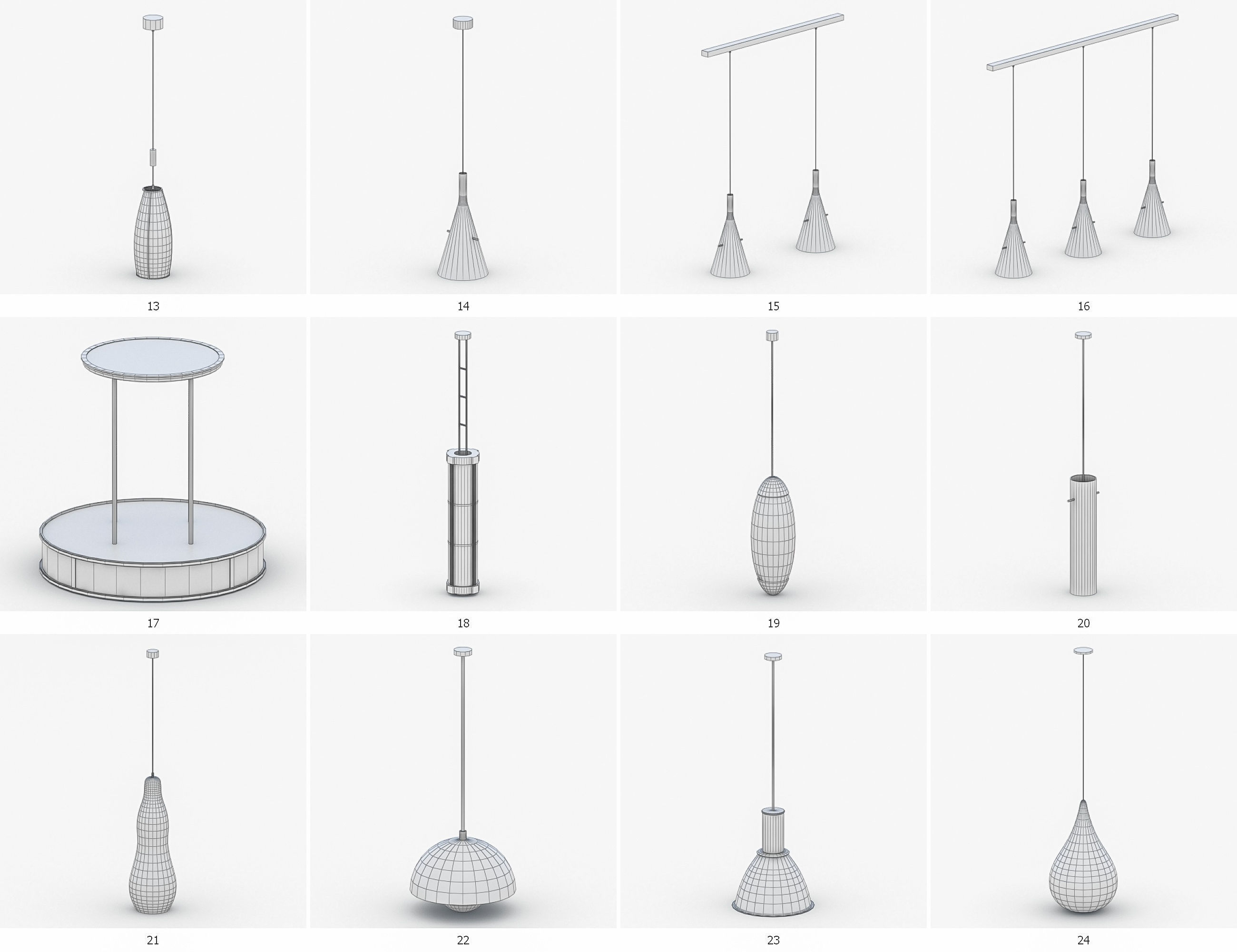 Interior Light Vol 2 - Hanging Lamp Low-poly 3D model_4