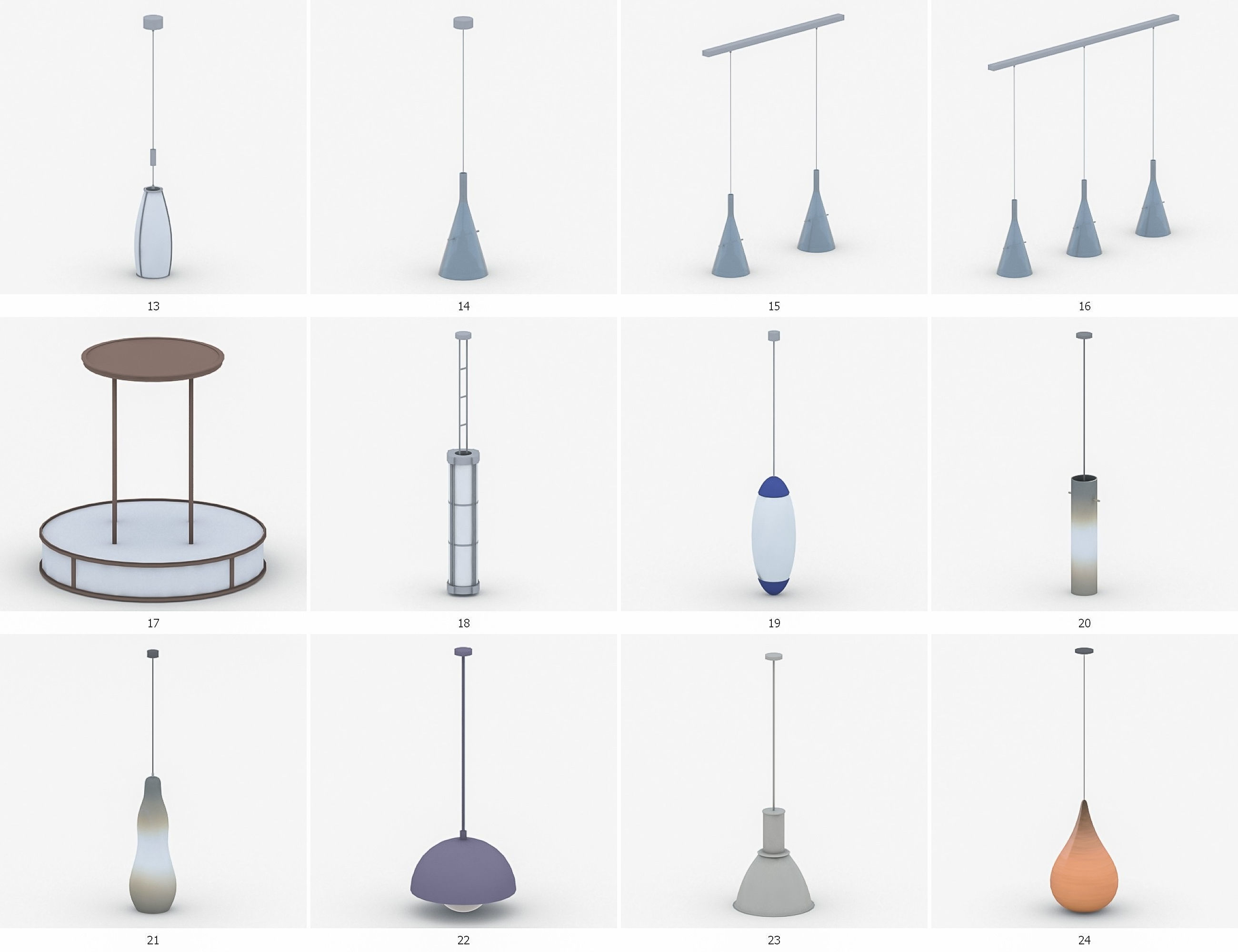Interior Light Vol 2 - Hanging Lamp Low-poly 3D model_3