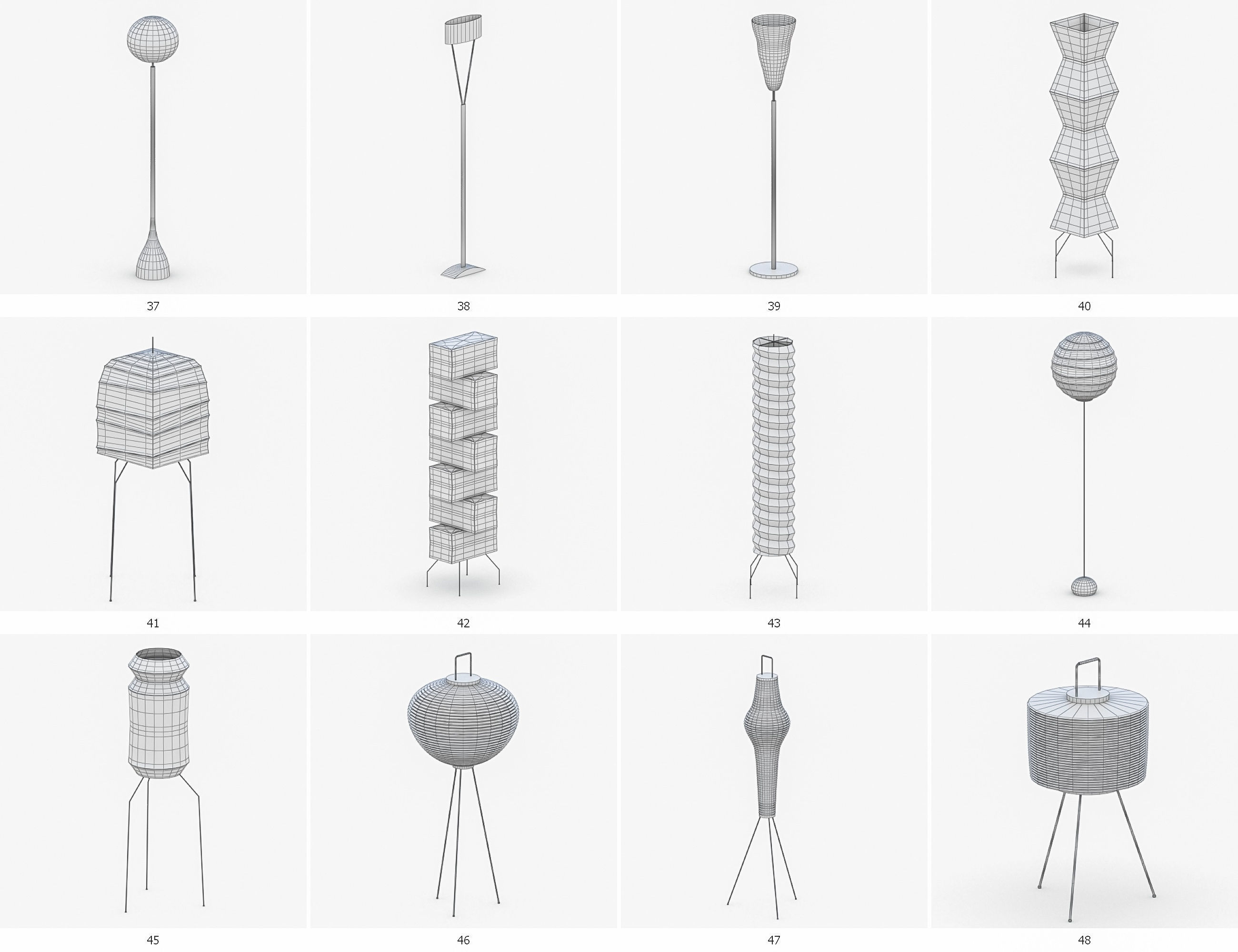 Interior Light Vol 3 - Floor Lamp Low-poly 3D model_8