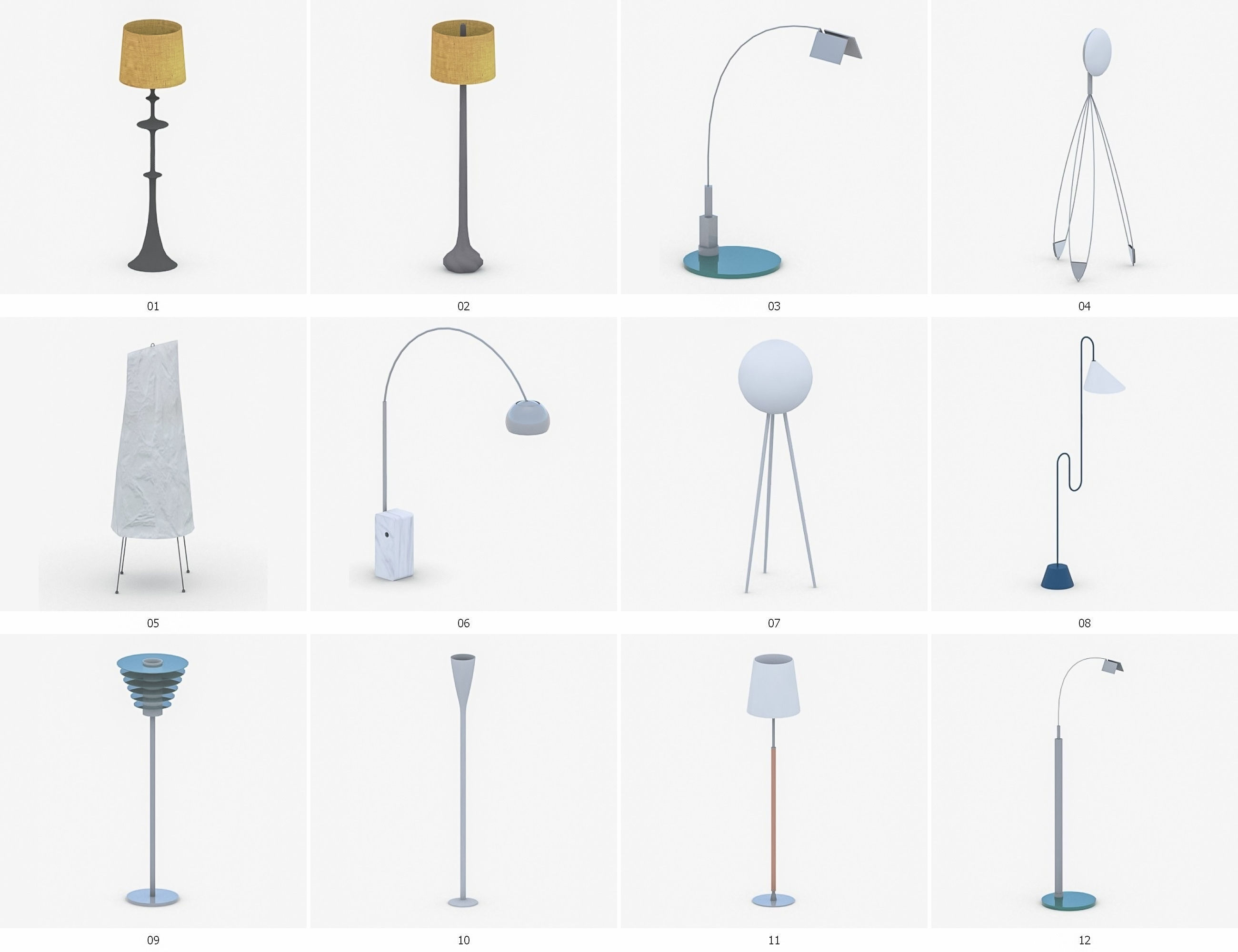 Interior Light Vol 3 - Floor Lamp Low-poly 3D model_1