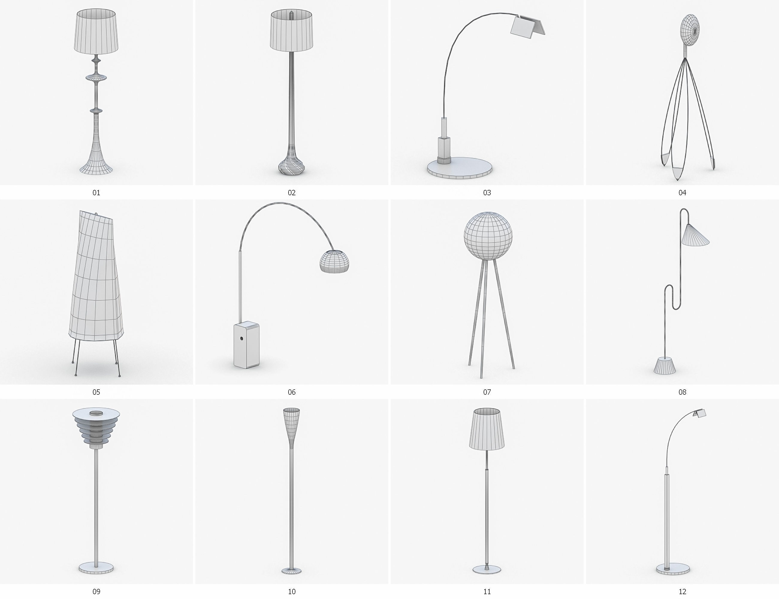 Interior Light Vol 3 - Floor Lamp Low-poly 3D model_2