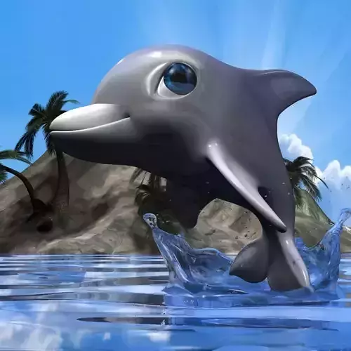 Cartoon Dolphin RIGGED Low-poly 3D model