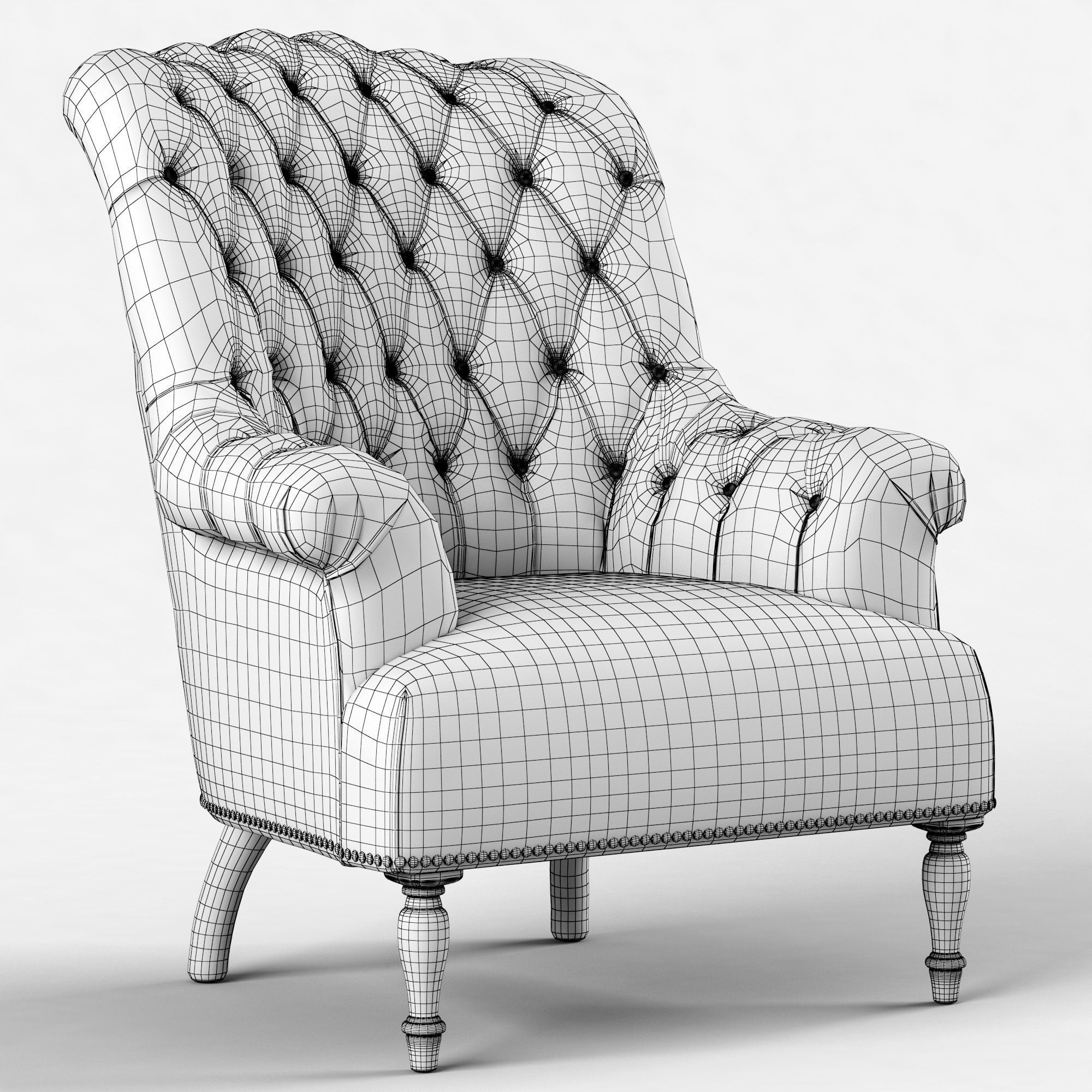 Restoration Hardware Clementine Tufted Chair 3D model_8
