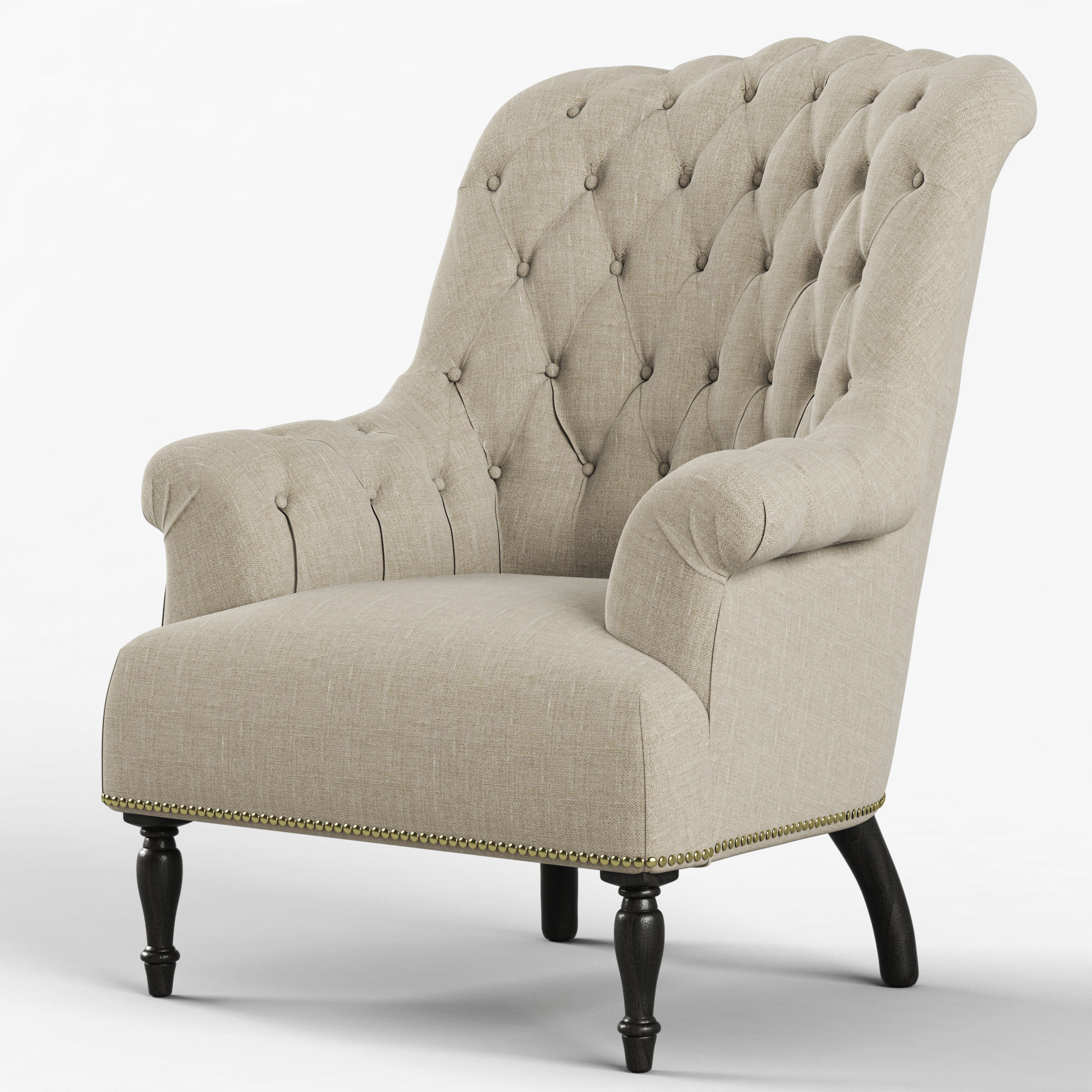 Restoration Hardware Clementine Tufted Chair 3D model_3