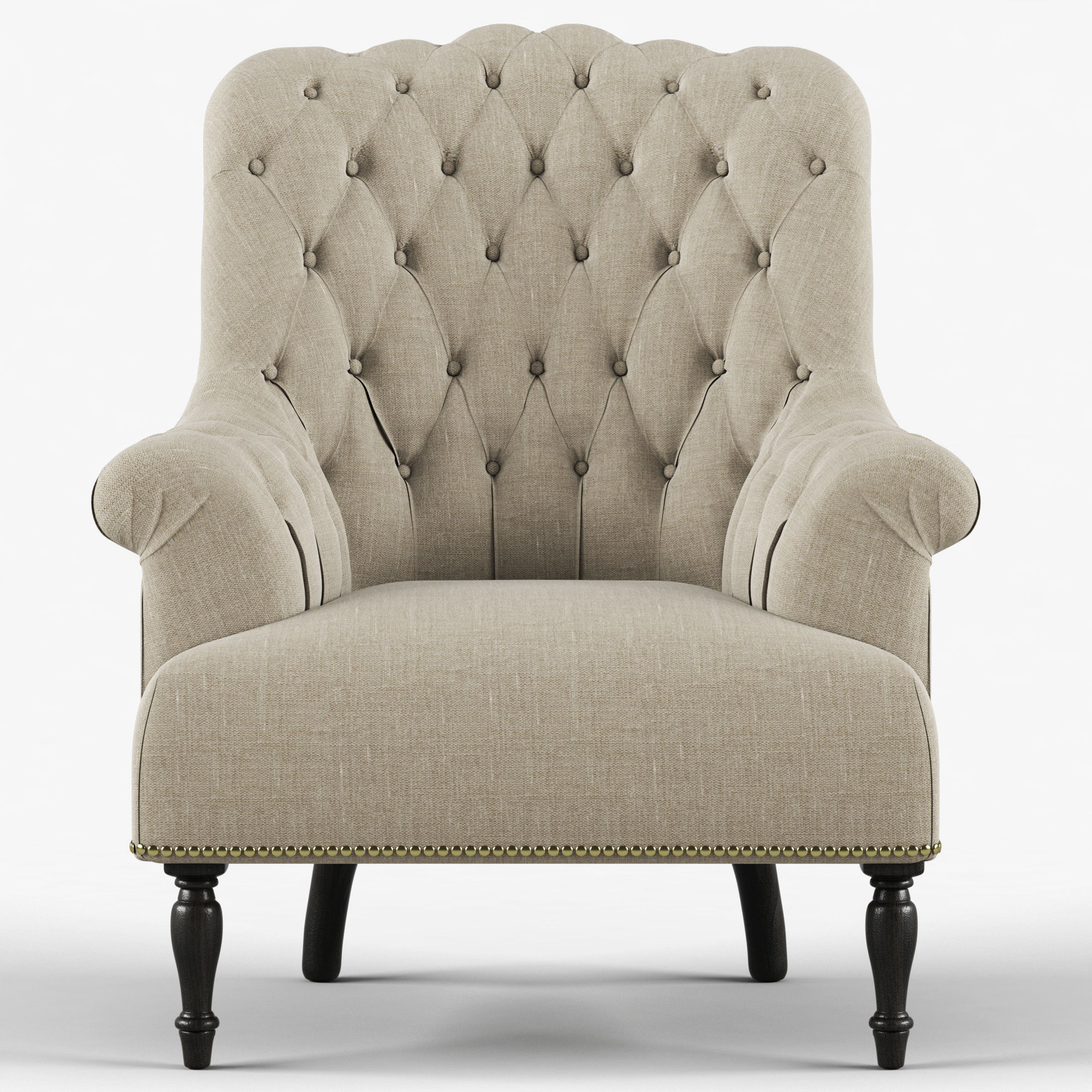 Restoration Hardware Clementine Tufted Chair 3D model_1