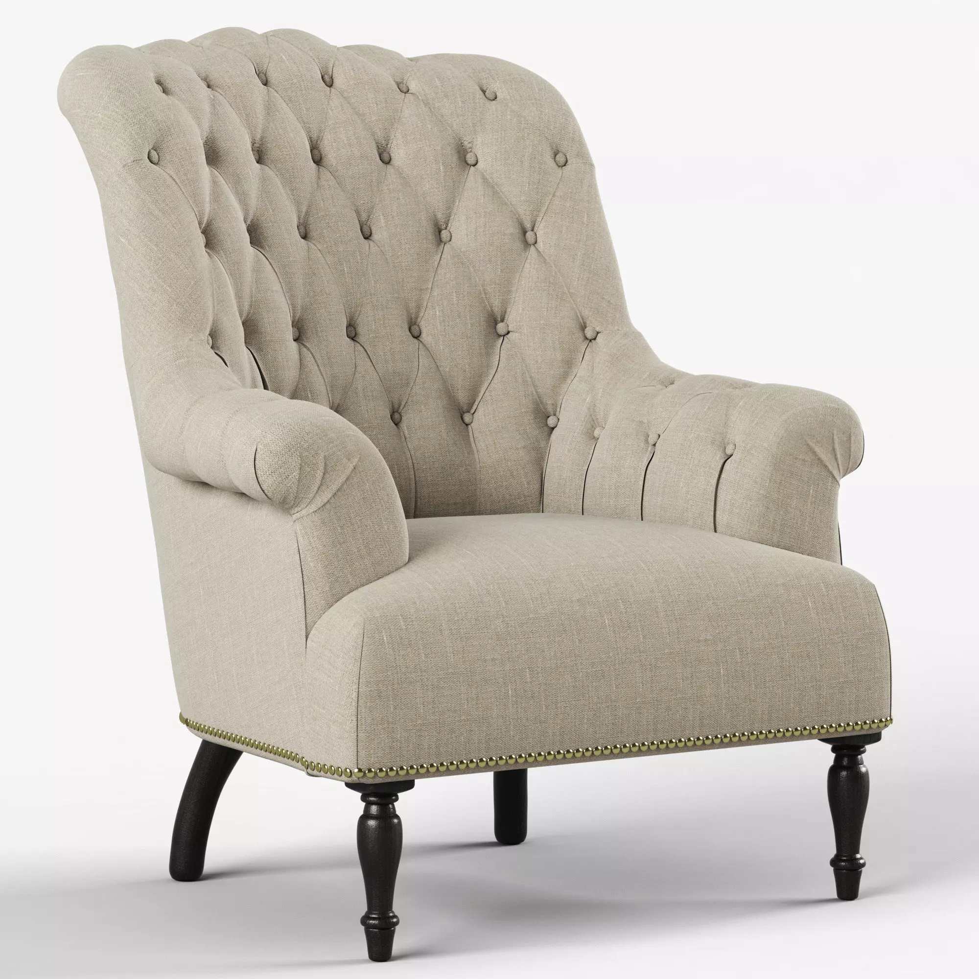 Restoration Hardware Clementine Tufted Chair 3D model_0