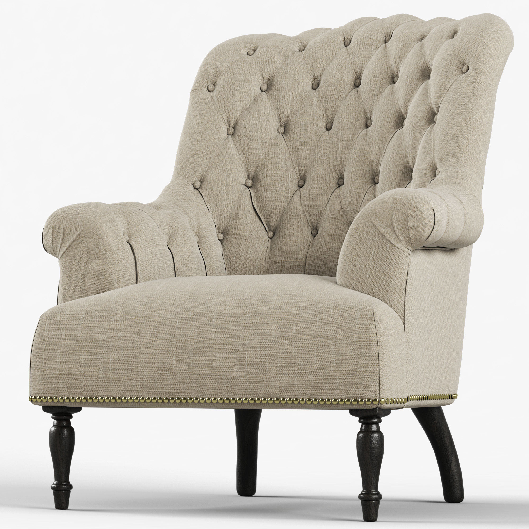 Restoration Hardware Clementine Tufted Chair 3D model_5