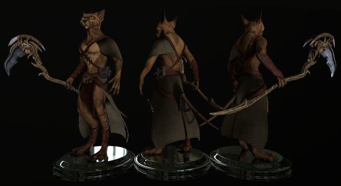Fantasy cat  Low-poly 3D model