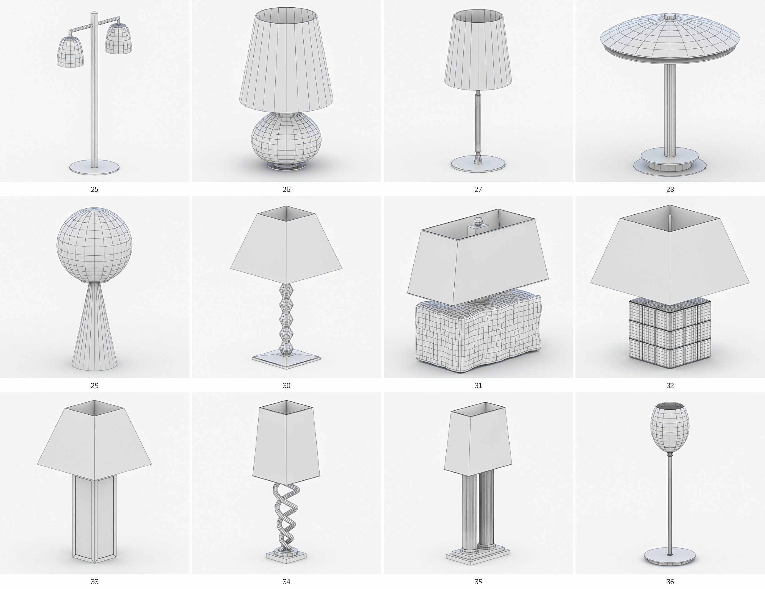 Interior Light Vol 4 - Table Lamp Low-poly 3D model_6