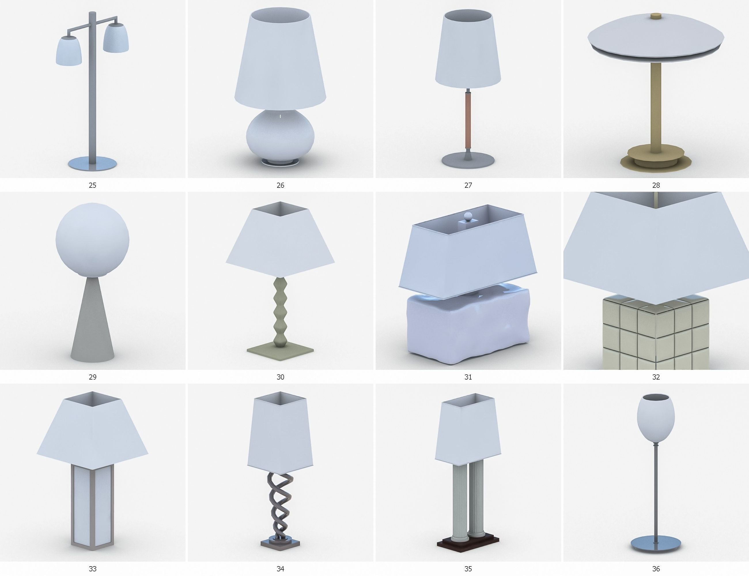 Interior Light Vol 4 - Table Lamp Low-poly 3D model_5