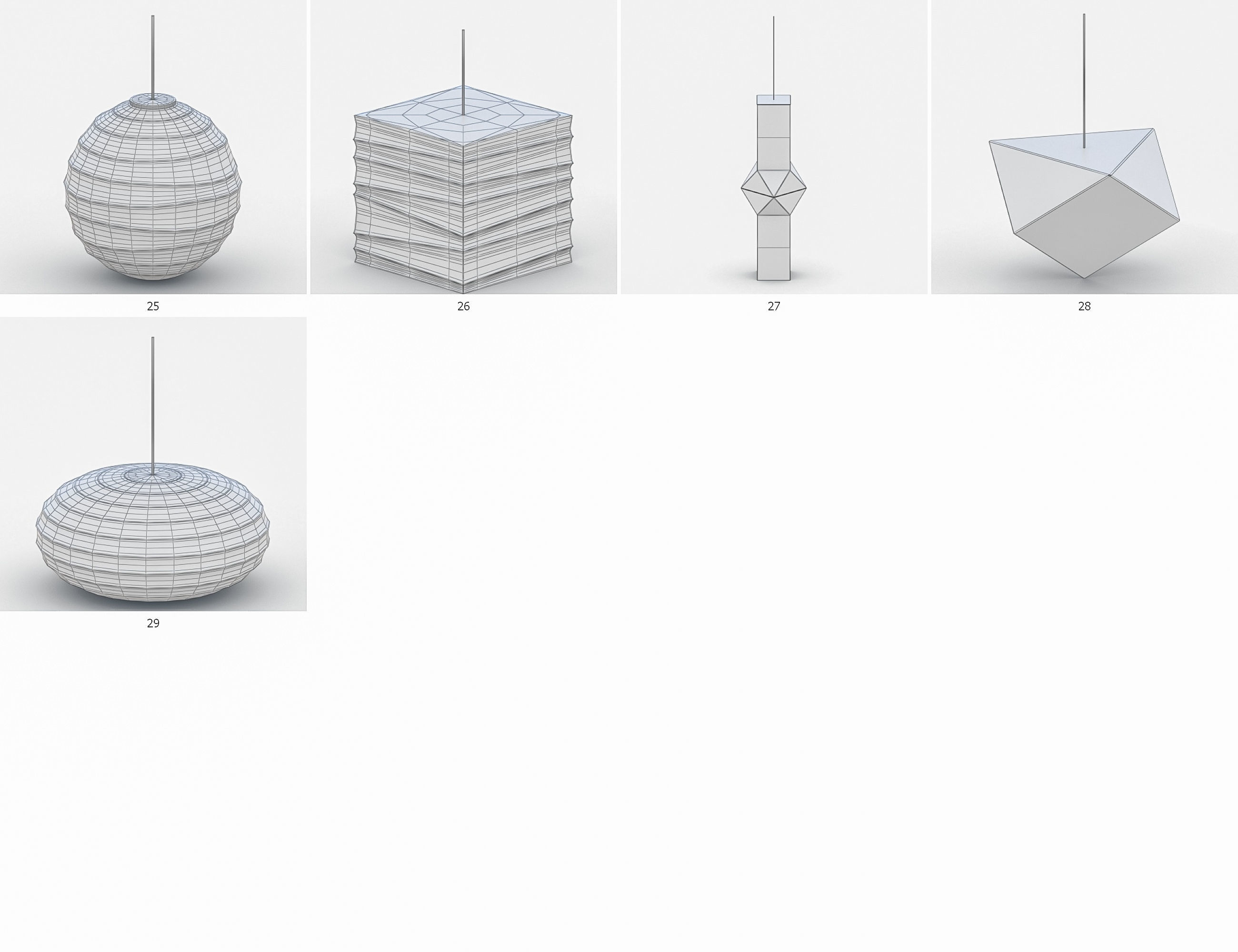 Interior Light Vol 5 - Paper Lamp Low-poly 3D model_6