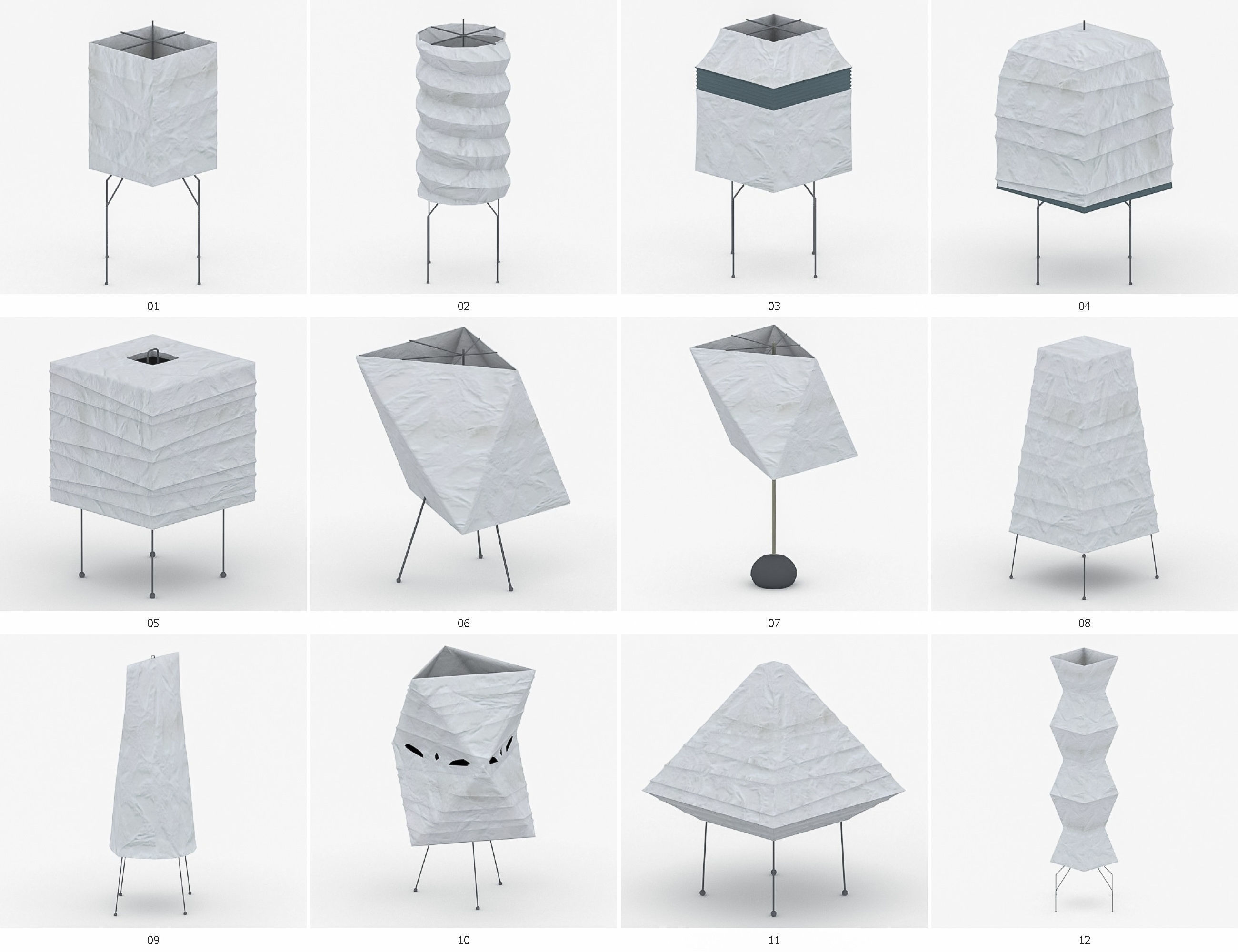 Interior Light Vol 5 - Paper Lamp Low-poly 3D model_1