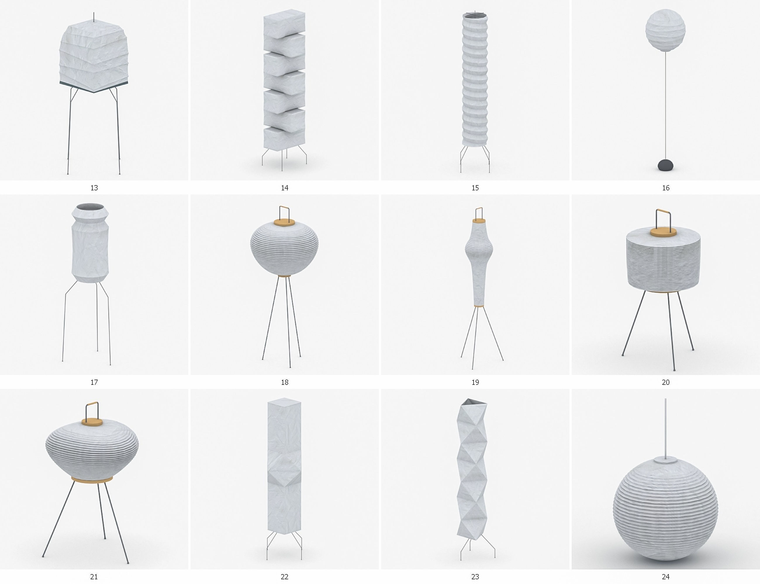 Interior Light Vol 5 - Paper Lamp Low-poly 3D model_3