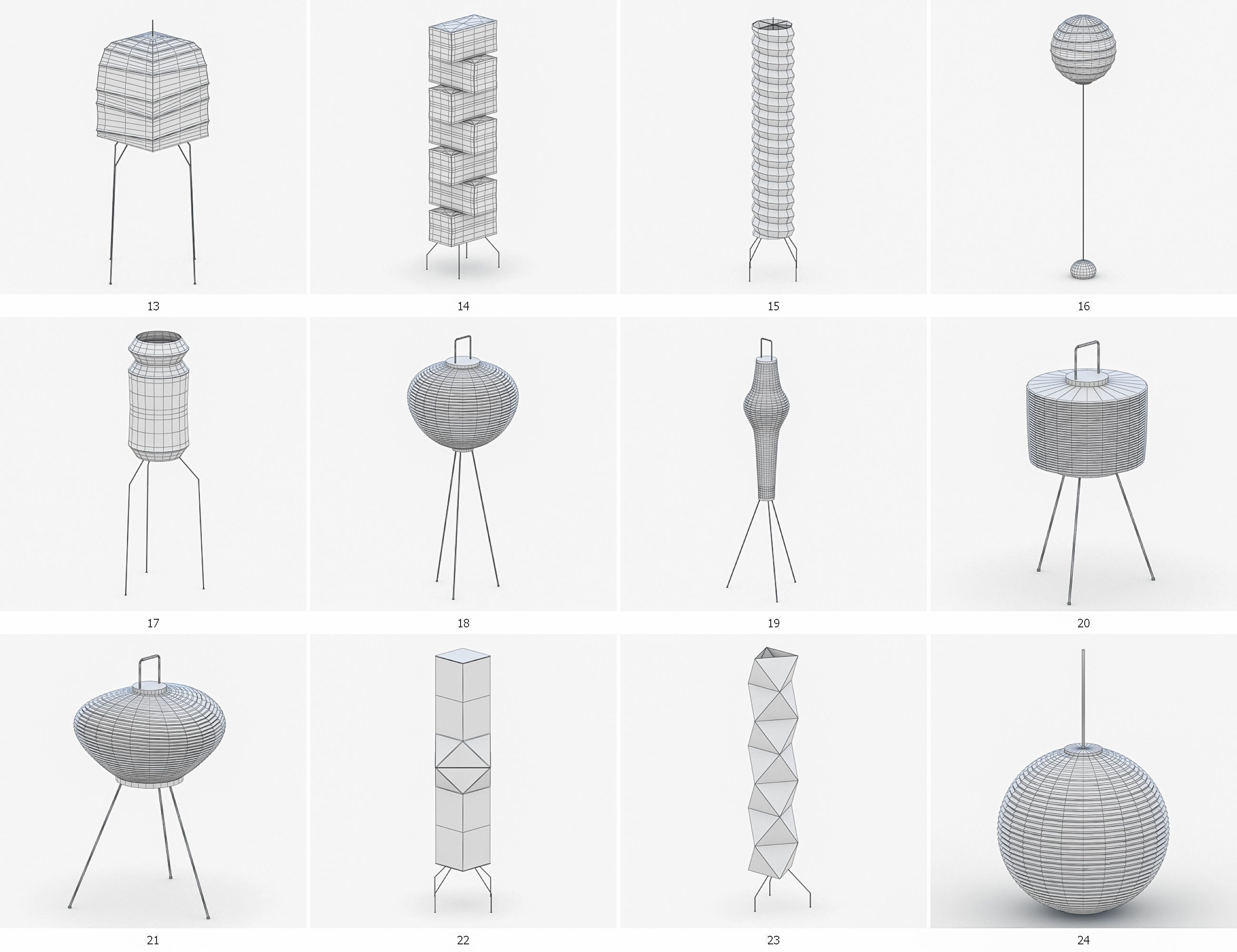 Interior Light Vol 5 - Paper Lamp Low-poly 3D model_4