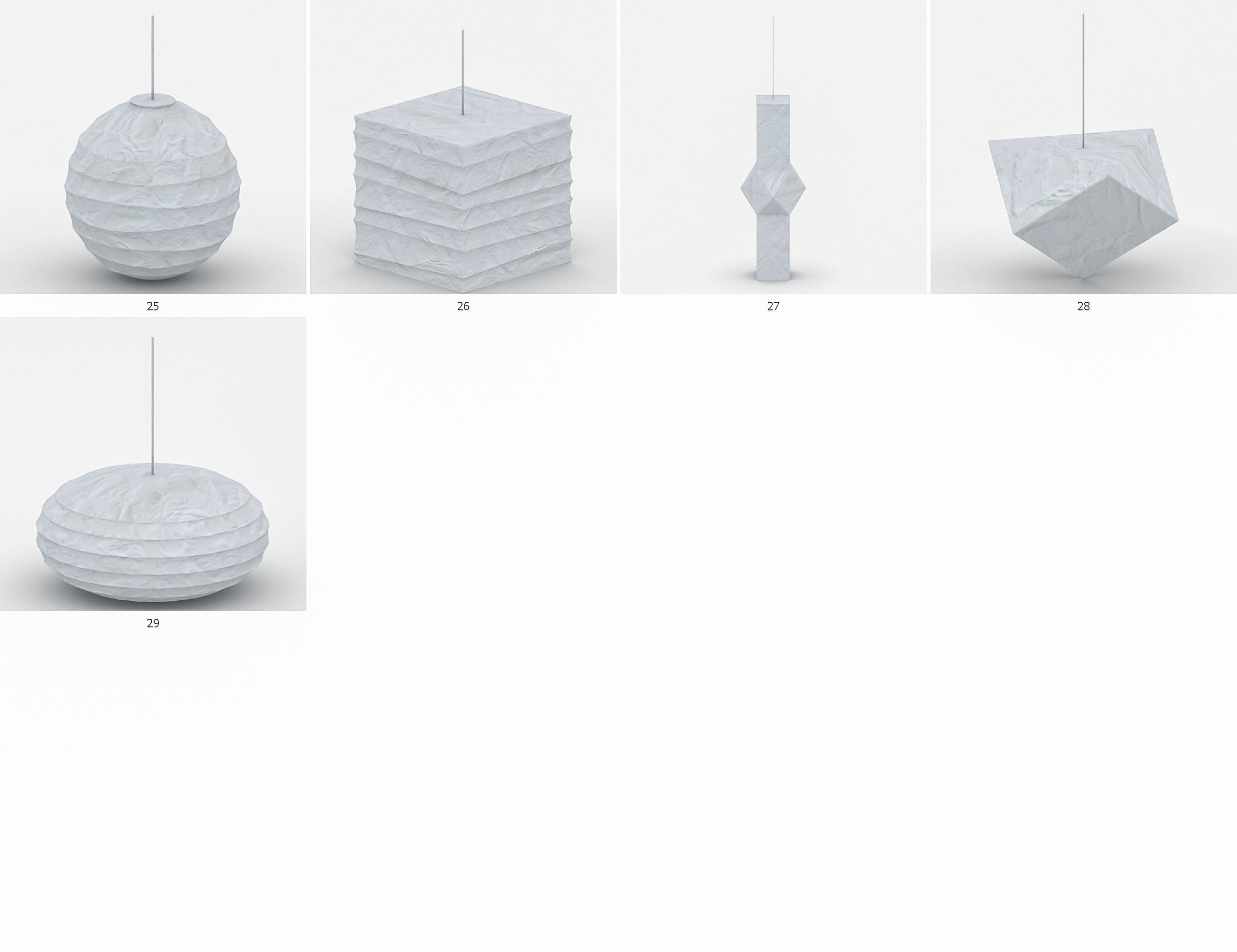 Interior Light Vol 5 - Paper Lamp Low-poly 3D model_5