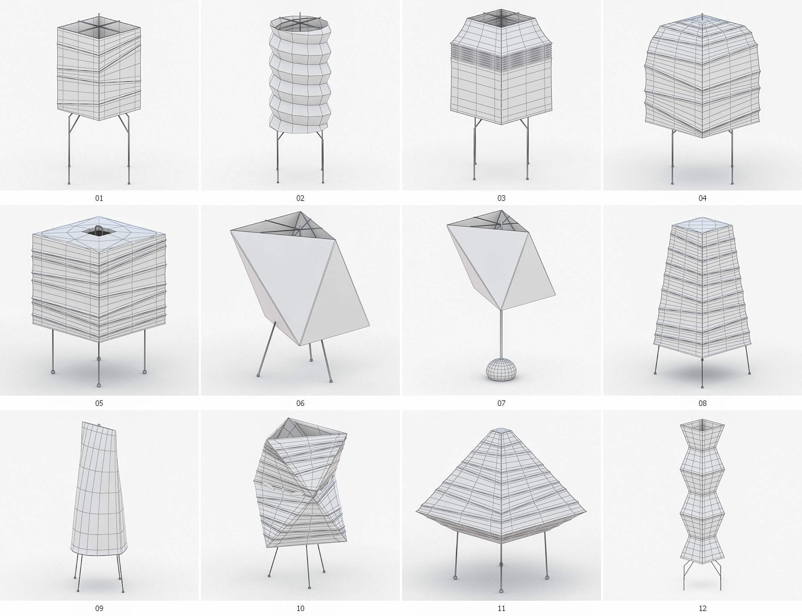 Interior Light Vol 5 - Paper Lamp Low-poly 3D model_2