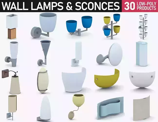 Interior Light Vol 6 - Wall Lamps Low-poly 3D model