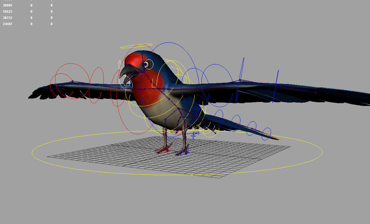 Rigged and animated cartoon swallow  3D model_2