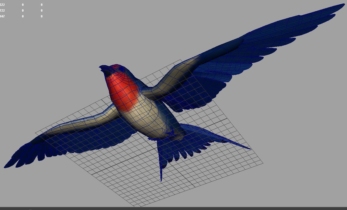 Rigged and animated cartoon swallow  3D model_5