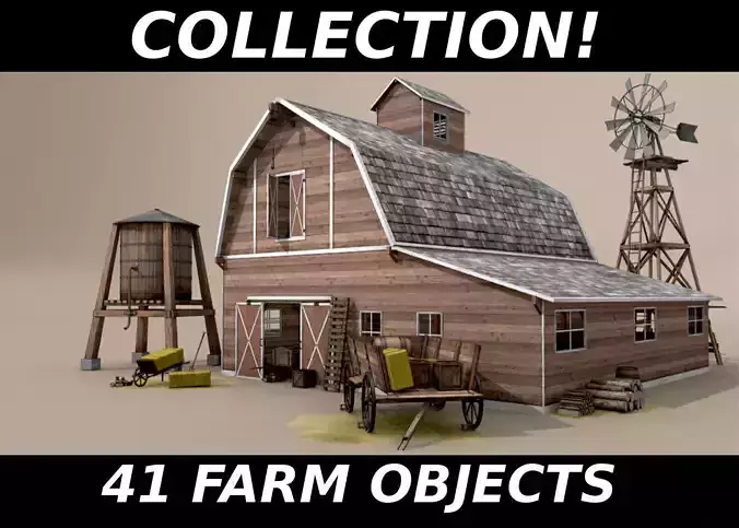 Farm Assets Low-poly 3D model