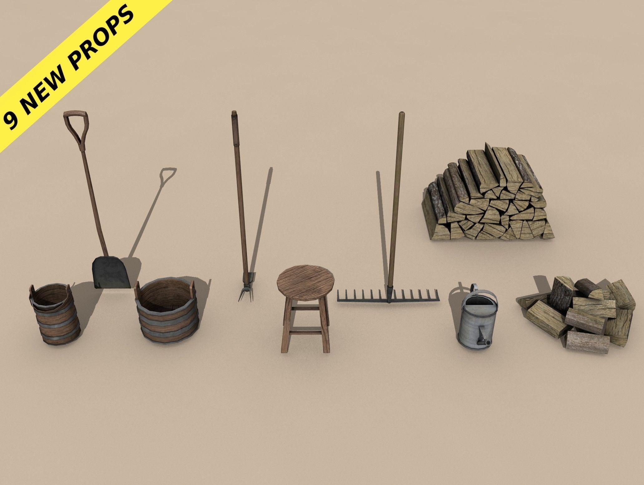Farm Assets Low-poly 3D model_5