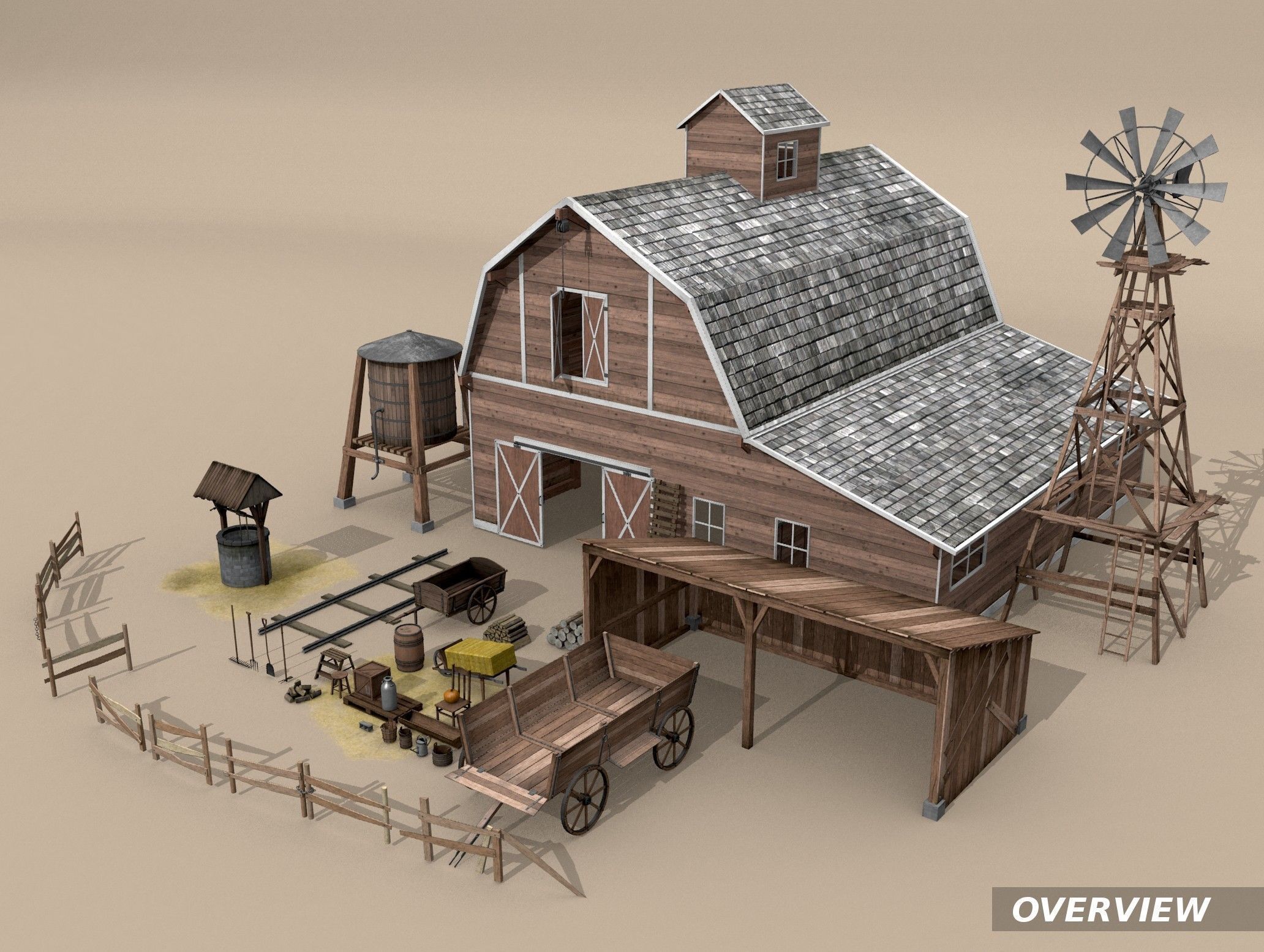 Farm Assets Low-poly 3D model_2