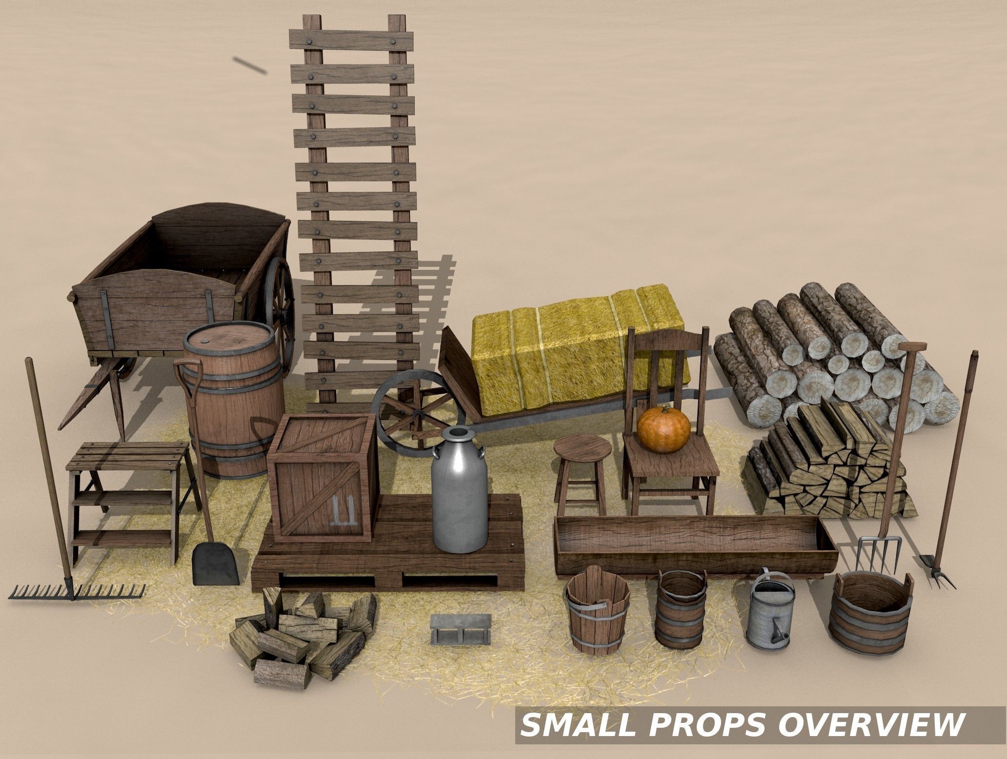 Farm Assets Low-poly 3D model_4