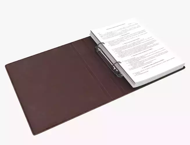 Leather ring binder opened 3D model