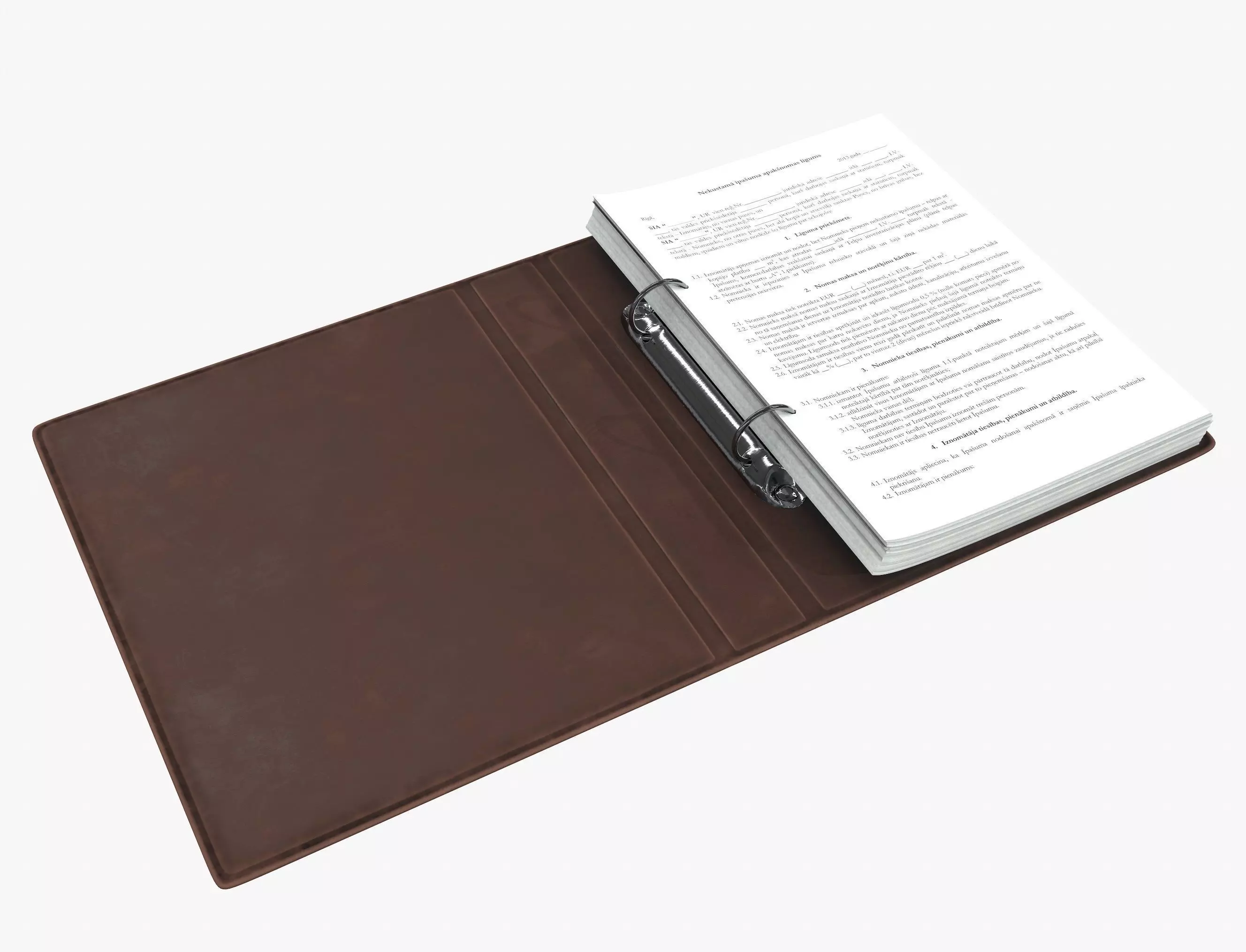 Leather ring binder opened 3D model_0
