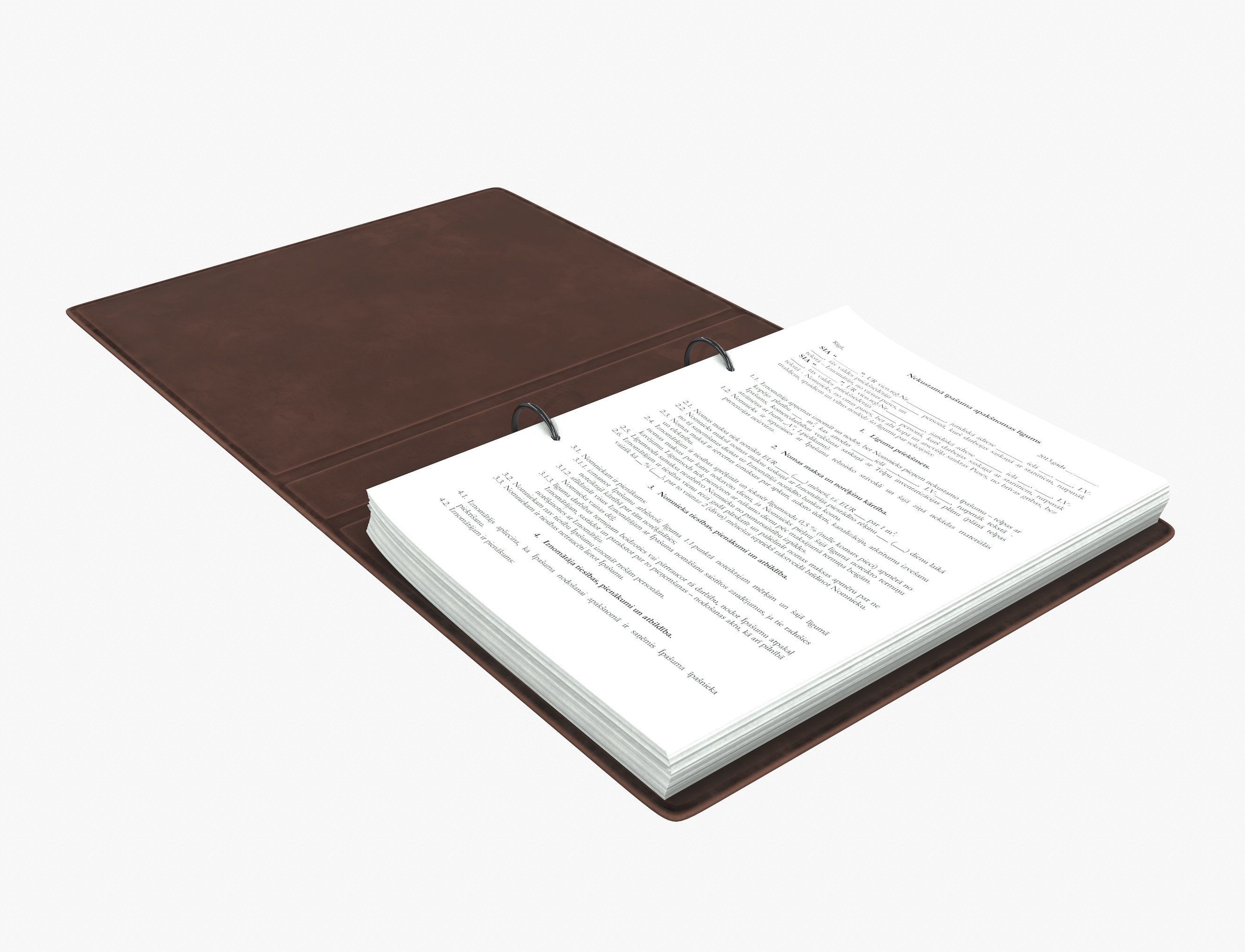 Leather ring binder opened 3D model_1
