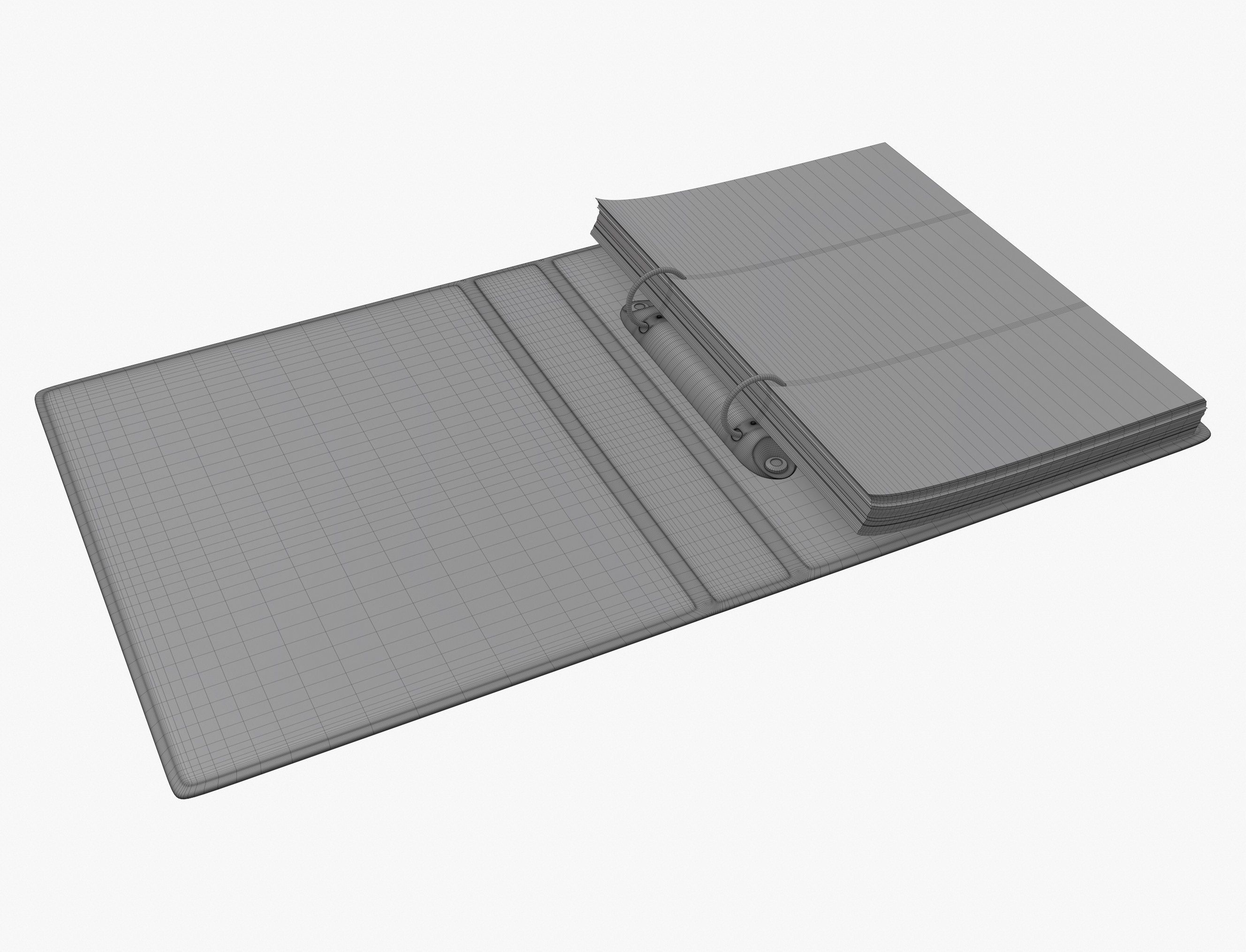 Leather ring binder opened 3D model_3