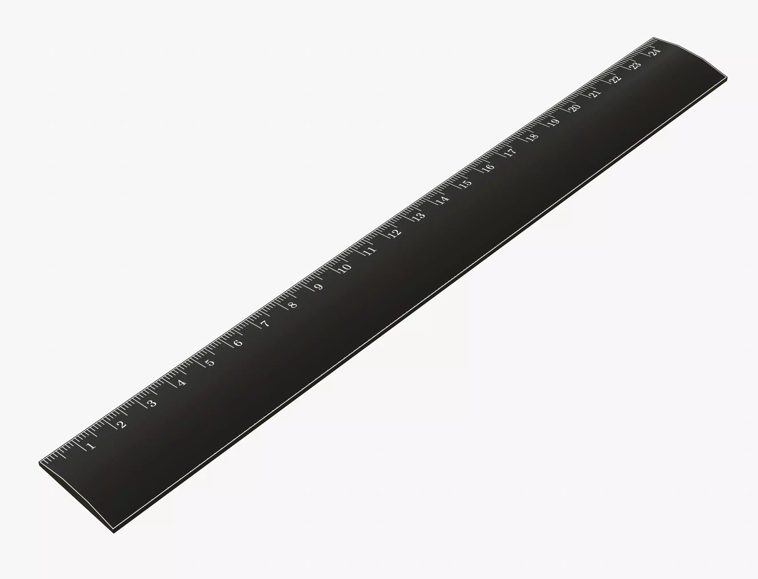 Black plastic ruler Low-poly 3D model_0